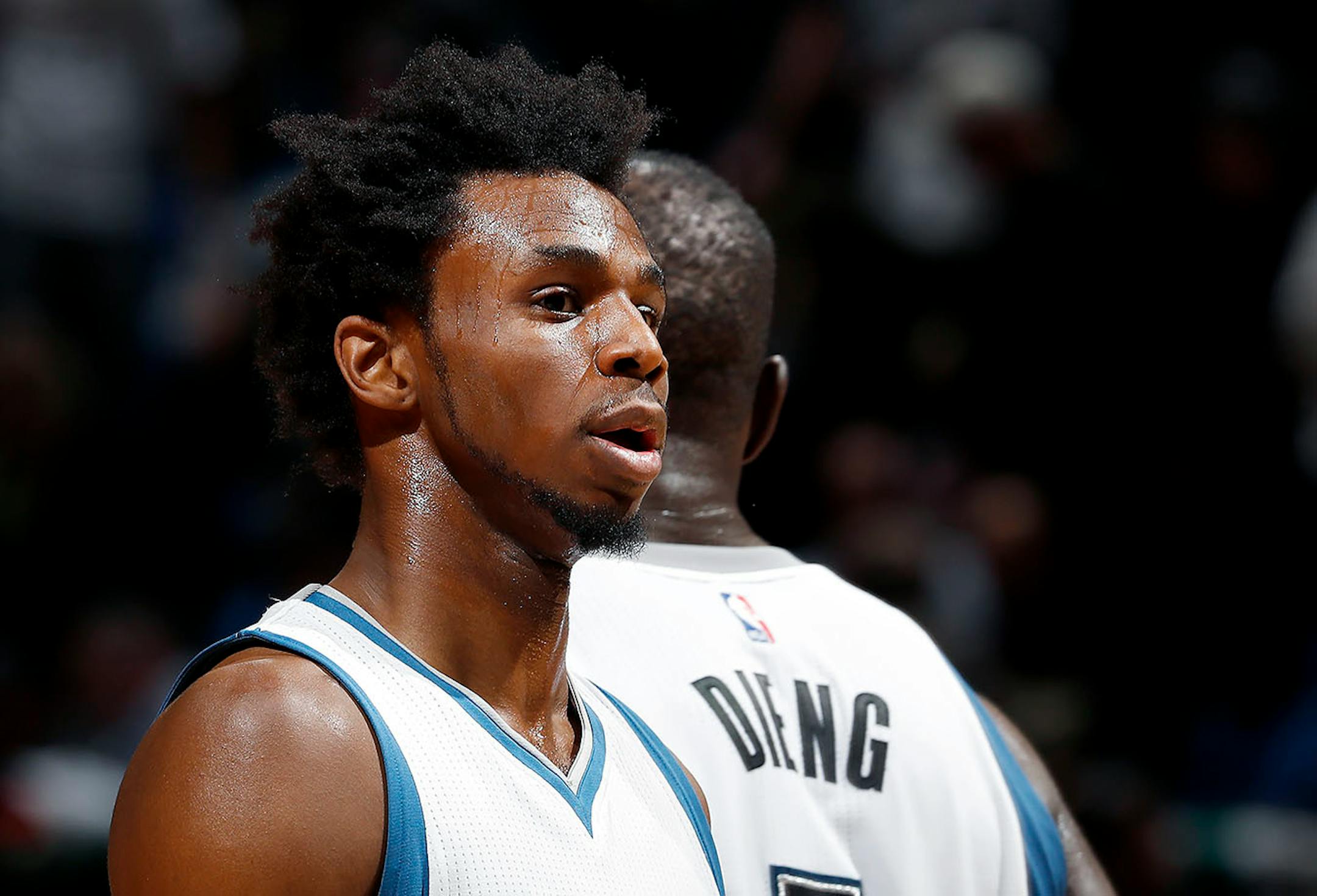 Andrew Wiggins (22) walked off the court at the end of the game.