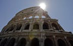 A view of the Colosseum after the first stage of the restoration work was completed in Rome, Friday, July 1st, 2016. The Colosseum has emerged more im