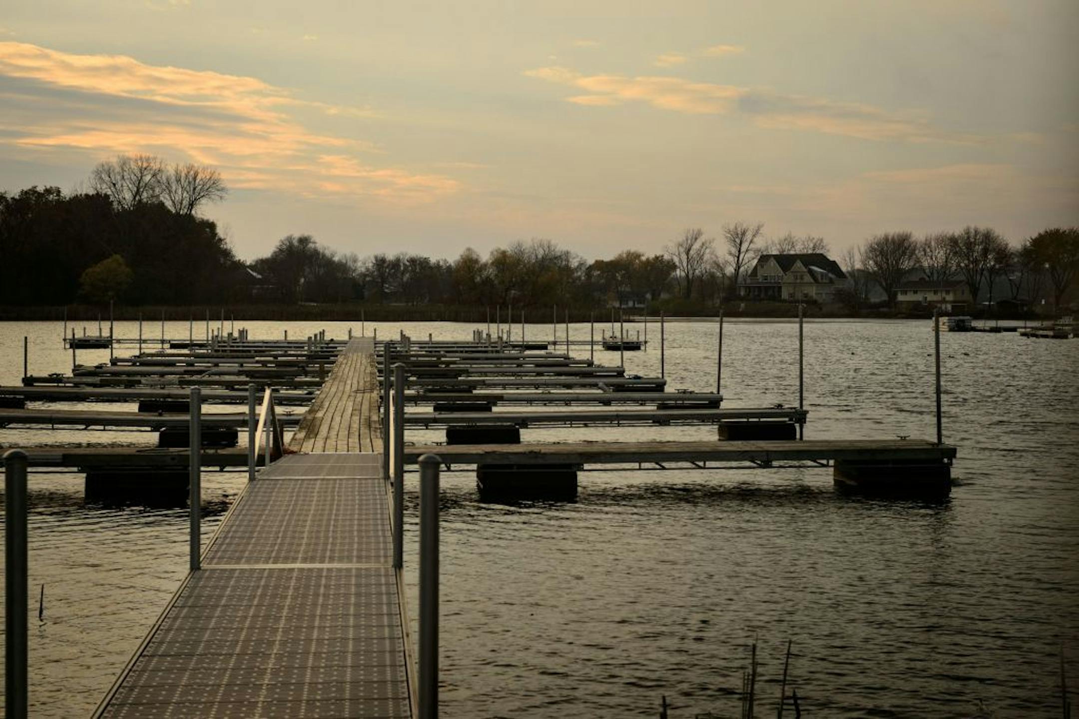 Boat docks on Boudin's Bay, Prior Lake where this marina proposed to double the length of its dock, sending it far out into the middle of a bay. Outraged lake homeowners jammed city council chambers to protest. Thursday, November 7, 2013.