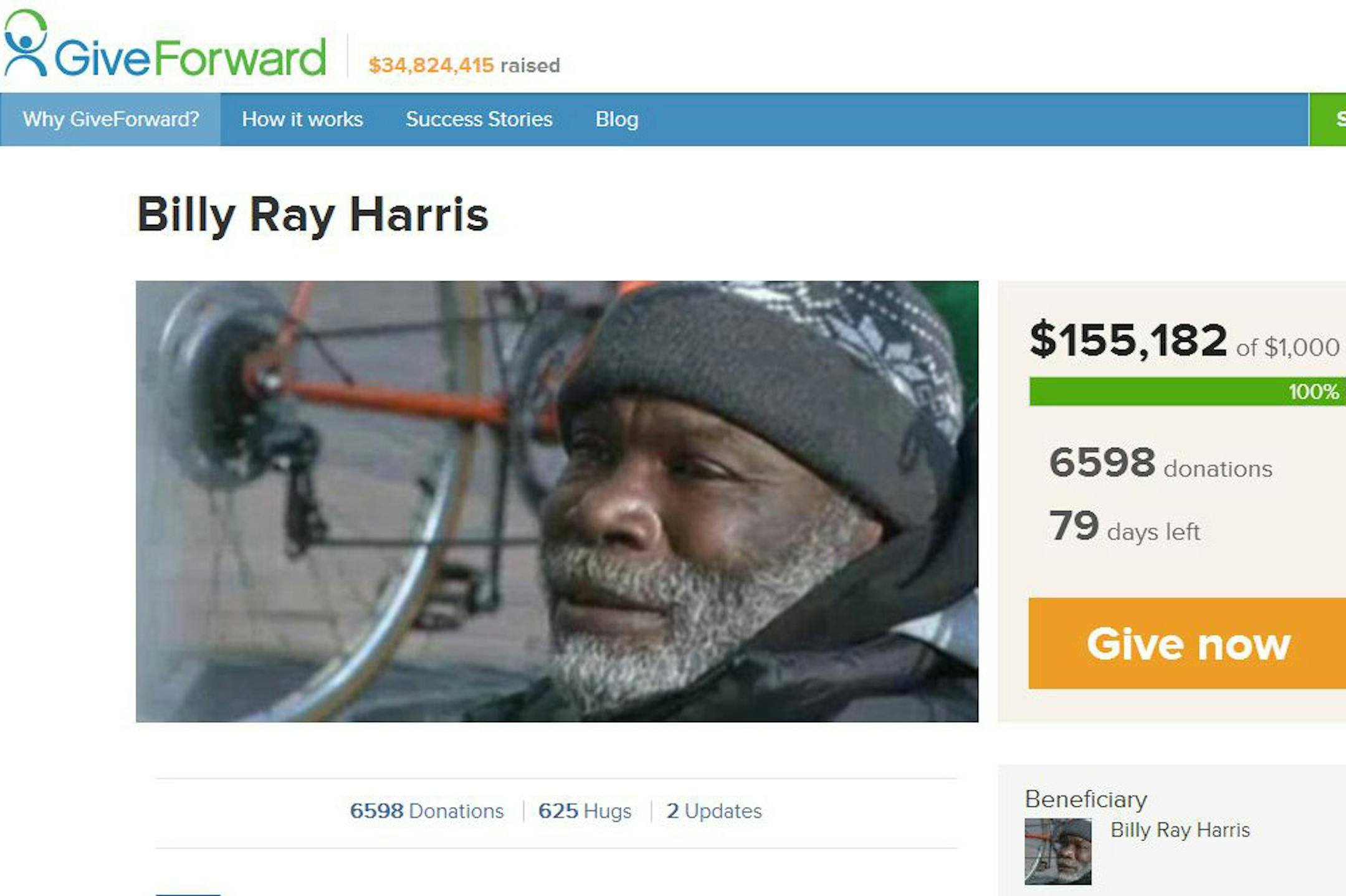 Billy Ray Harris has inspired a viral internet campaign to raise money for him after he returned an expensive engagement ring that had been mistakenly put in his donation cup in Kansas City. This is a screen grab of the web site: http://www.giveforward.com/billyray