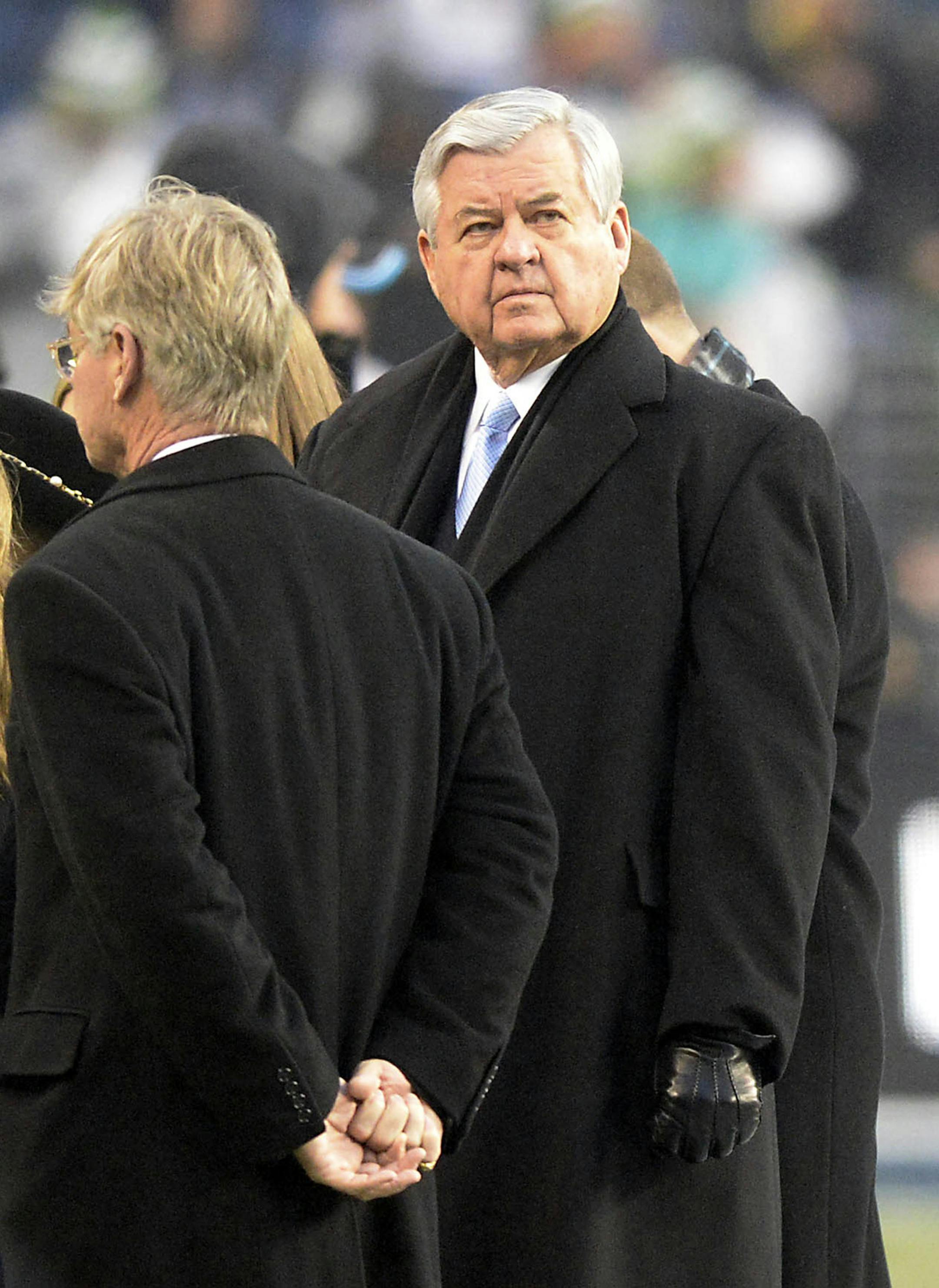 Carolina Panthers owner Jerry Richardson on the field as his team warms up prior to playing the Seattle Seahawks in NFC Divisional Playoff action at CenturyLink Field in Seattle on January 10, 2015. (David T. Foster, III/Charlotte Observer/TNS) ORG XMIT: 1218699