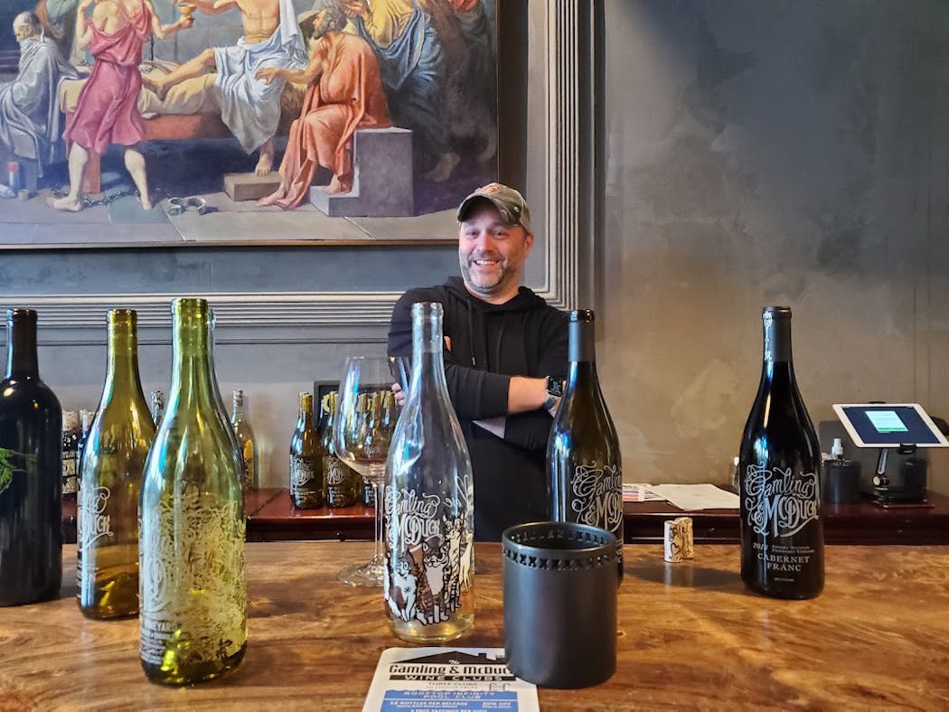 Adam McClary, cofounder of Gamling & McDuck, in his downtown Napa tasting room. He moved to Napa Valley from Minneapolis in 2008 to study winemaking. 