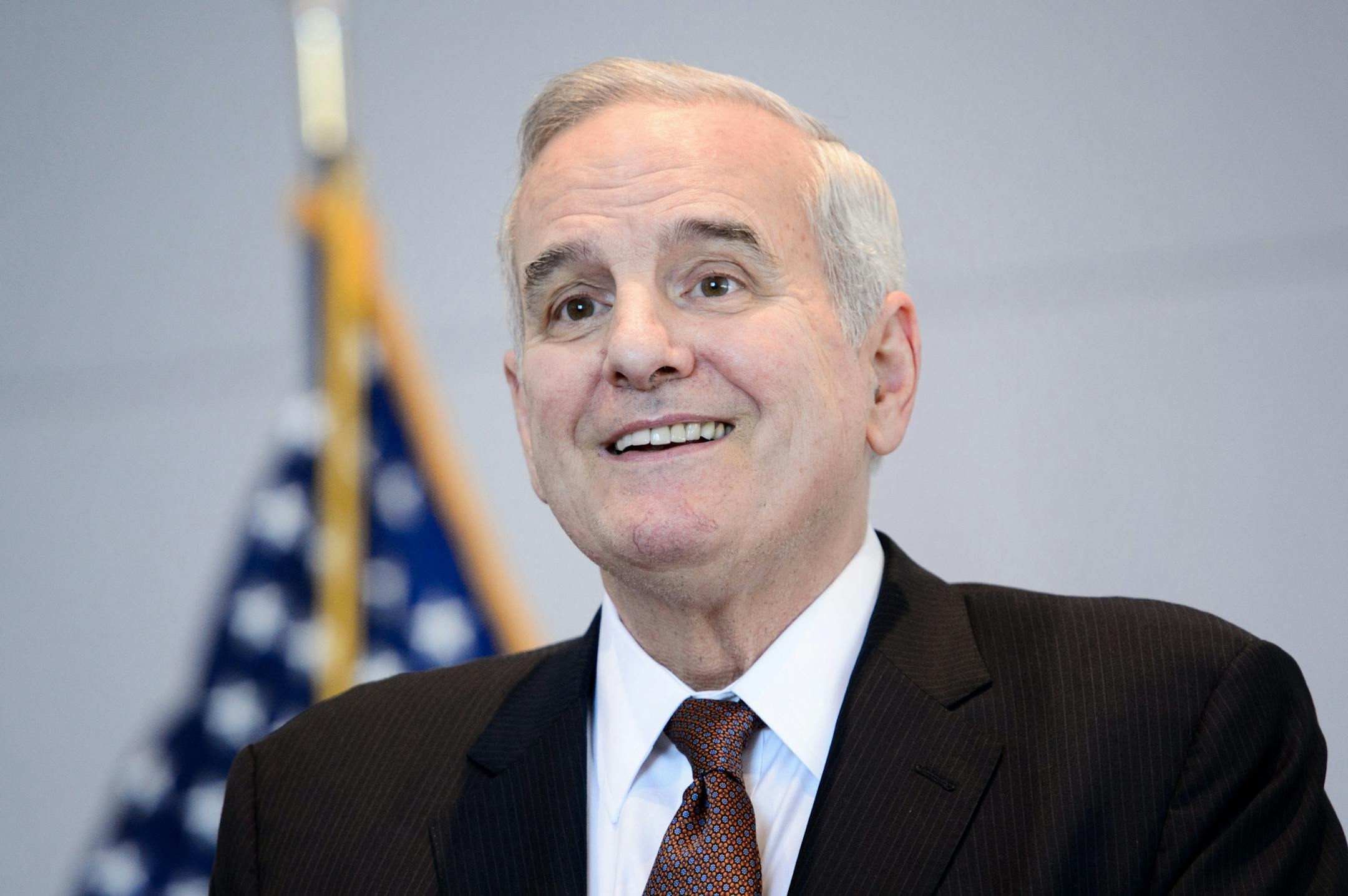 Minnesota Governor Mark Dayton took questions about the state's projected budget surplus of $1.87 billion.
