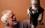 Puppeteer Wayne Krefting, above, with his creation, Otis Rabbit, at his home. Puppets like Otis and Mesner Puppet Theater&#x2019;s characters, below, 