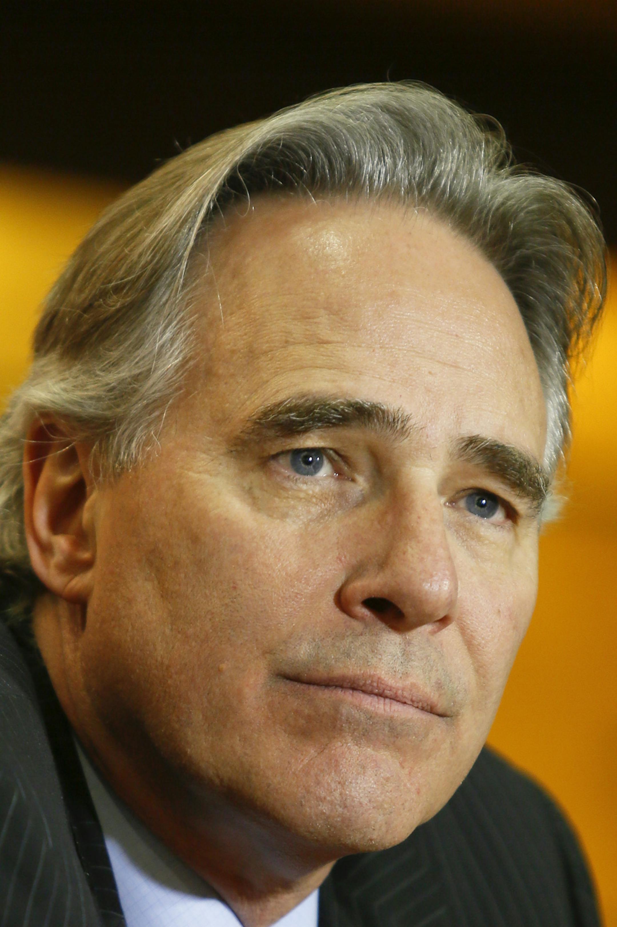 FILE - In this Dec. 15, 2013, file photo, University of Texas athletic director Steve Patterson discusses the search for a new head football coach during a news conference in Austin, Texas. A person with direct knowledge of the decision says Texas athletic director Steve Patterson has been fired. The person spoke Tuesday, Sept. 15, 2015, on condition of anonymity because the school had not announced the move. (AP Photo/Jack Plunkett, File)