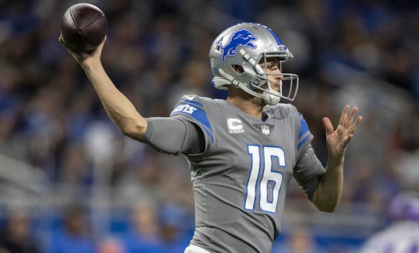 Lions quarterback Jared Goff had nine completions for 80 yards on the final drive against the Vikings on Sunday. 
