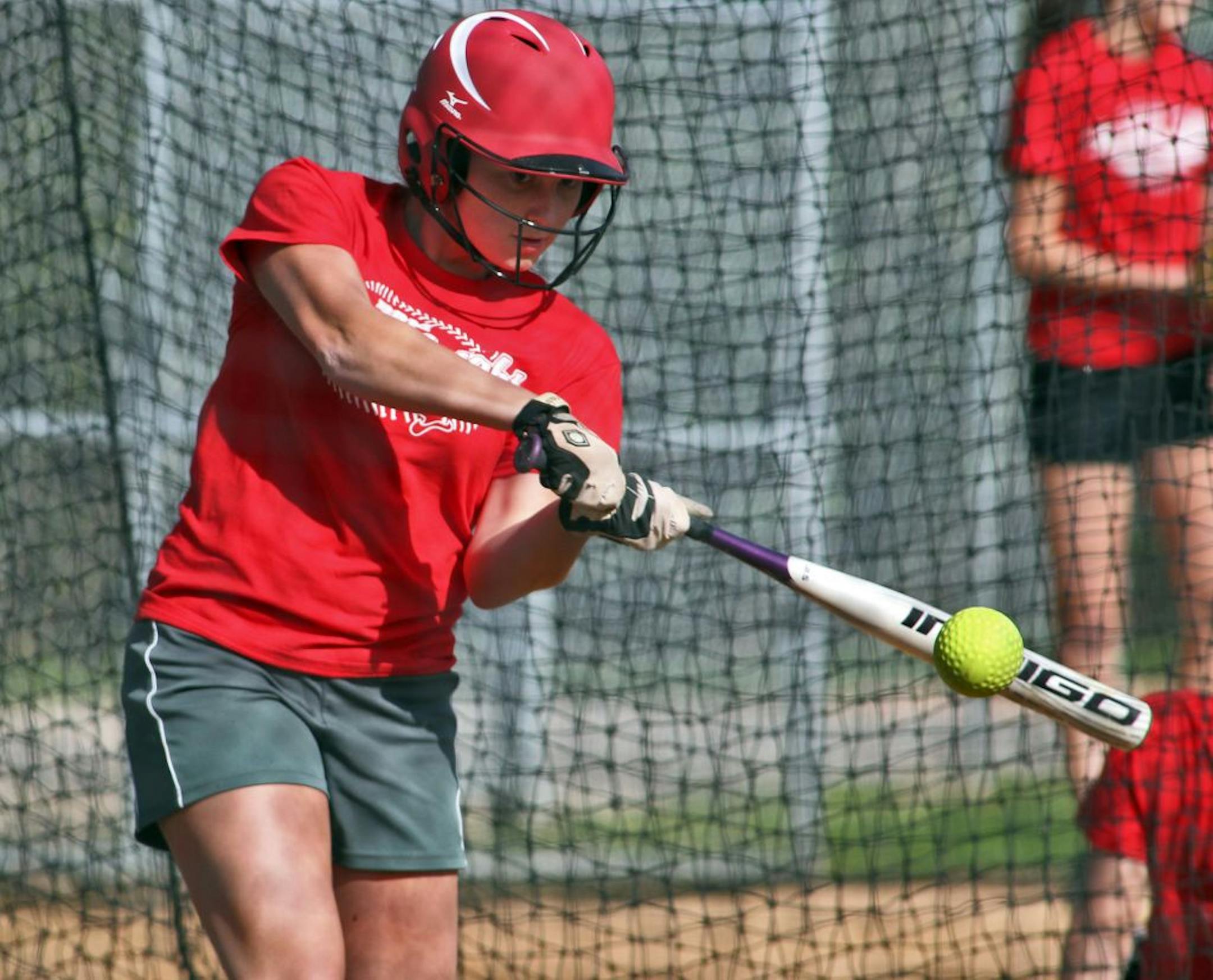 Maddie Houlihan, freshman first baseman for Benilde-St. Margaret's softball team, is the Red Knights' leadoff hitter coming off a season where she hit .453. Star Tribune photo by Marlin Levison, mlevison@startribune.com