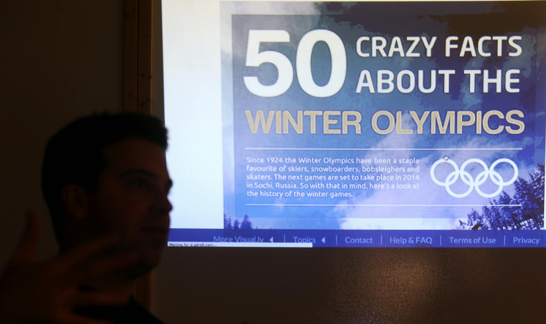 North Lakes Academy teacher Eric Nelson (right) spoke to his students about the Winter Olympics facts. Forest Lake, MN on February 11, 2014. ] JOELKOYAMA‚Ä¢jkoyama@startribune