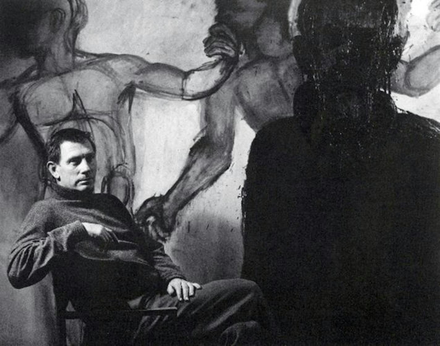 Lester Johnson in his studio in 1968.