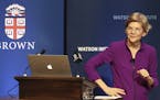 U.S. Sen. Elizabeth Warren speaks at Brown University in Providence, R.I., Wednesday Nov. 7, 2018. Warren, who has pledged to take a hard look at a ru