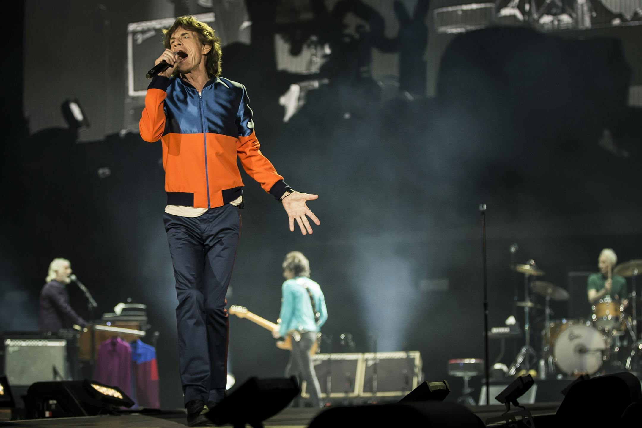 Mick Jagger and the Rolling Stones play at Desert Trip, the boomer-friendly festival, at the Coachella site in Indio, Calif., Oct. 7, 2016. The Stones remain inveterate showmen, and their set was both energetic and musicianly, focused on the blues and songs about perseverance against mortality.