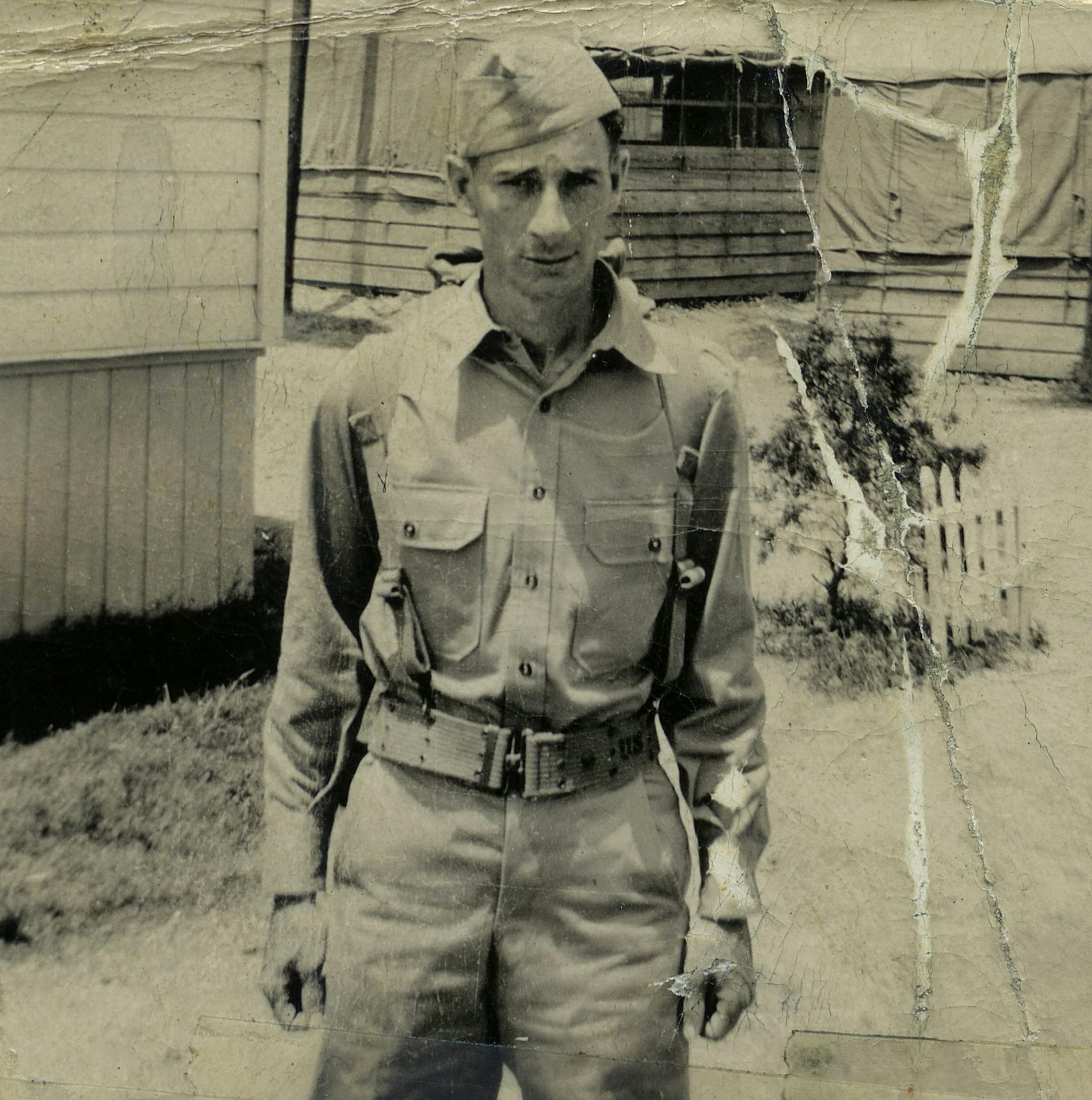 This is 2nd Lt. Lawrence LaLonde in 1943, when he was serving as a bombardier/front turret gunner with the 96th Bomb Group, 3rd Wing, U.S. 8th Army Air Force.
