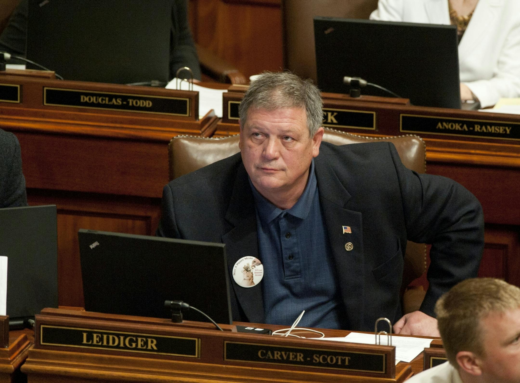 Rep Ernie Leidiger on the house floor. Rep. Leidiger invited Pastor Dean to give the opening prayer on the house floor this morning.