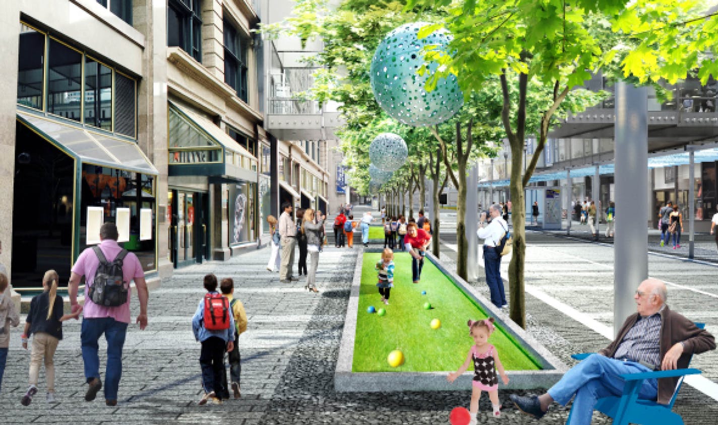 Nicollet Mall redesign project. Art Walk Design by James Corner Field Operations