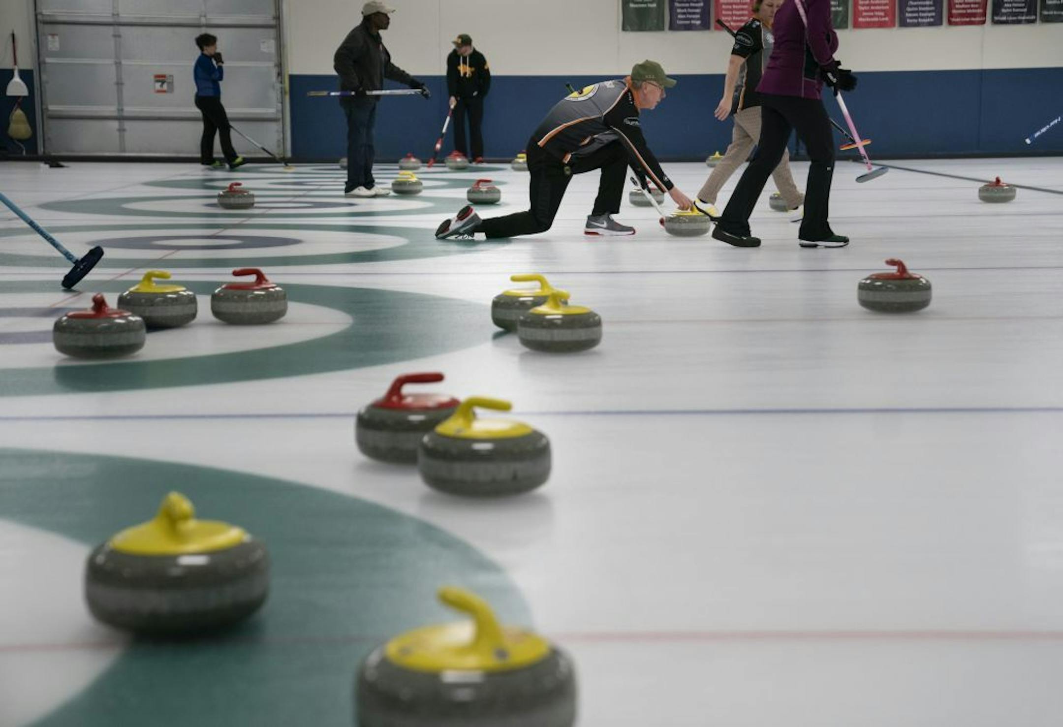 Curt Crego delivered the stone during curling league at the Four Seasons Curling Club in Blaine, Minn., Wednesday, January 29, 2020.