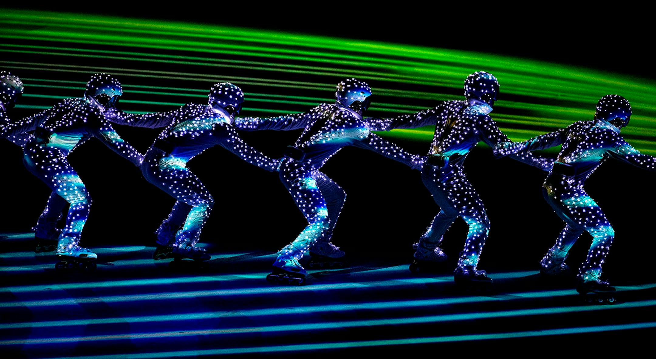 Performers at Pyeongchang Olympic Stadium during Closing Ceremony on Sunday.