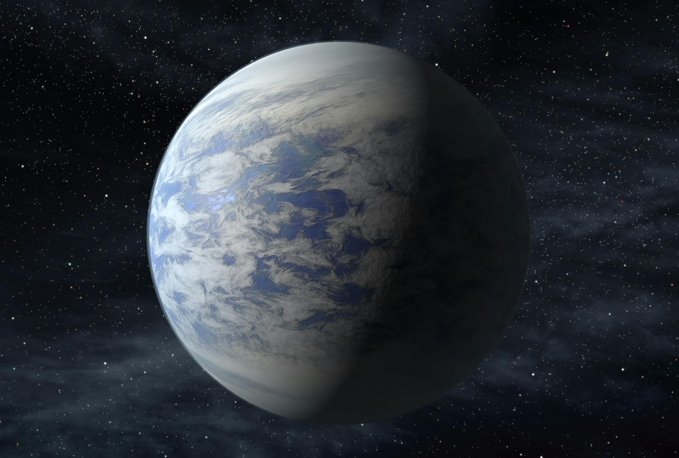 This artist's rendition provided by NASA shows Kepler-69c, a super-Earth-size planet in the habitable zone of a star like our sun, located about 2,700 light-years from Earth in the constellation Cygnus. Astronomers using NASA data calculate that in our galaxy alone there are at least 8.8 billion Earth-sized planets that are not too hot or not too cold circle stars that are just like our sun, according to a study published Monday, Nov. 4, 2013 in the journal Proceedings of the National Academy of