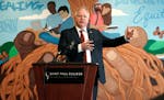 Gov. Tim Walz held a news conference at St. Paul College in March to announce that Minnesota had surpassed its goal of recruiting 1,000 new certified 