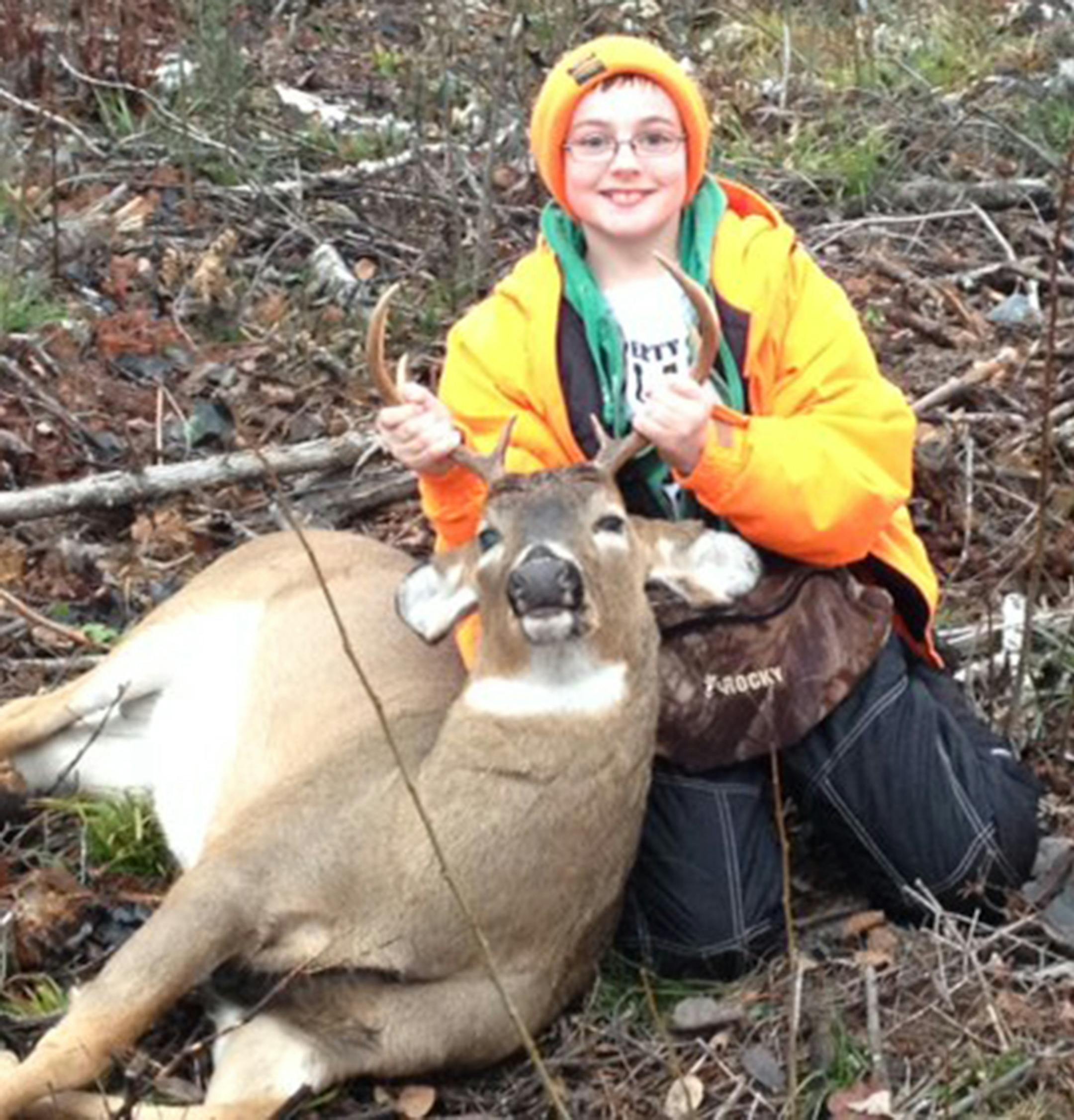 Twelve-year-old Nate Peterson of Big Lake shot his first deer on Nov. 16. The deer had an eight-point rack and weighed nearly 200 pounds. He shot it near Nashwauk, Minn.