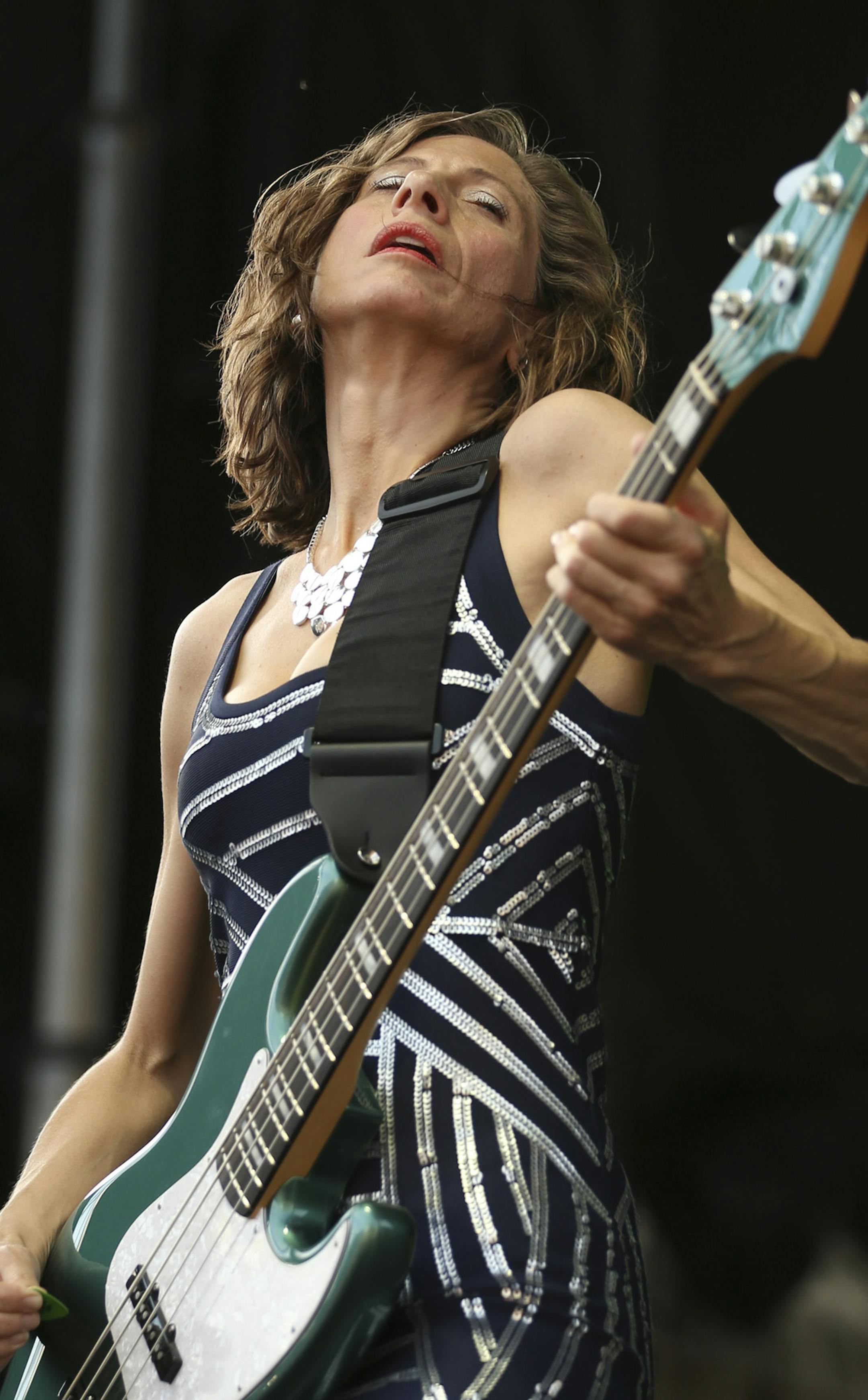 Bassist Maureen Herman of Babes in Toyland early in their set Sunday evening at Rock the Garden. JEFF WHEELER ï jeff.wheeler@startribune.com Rock the Garden continued on a gorgeous Sunday afternoon and evening at the Walker Art Center in Minneapolis, June 21, 2015. The much-anticipated local show by hometown heroes Babes in Toyland took place Sunday evening.