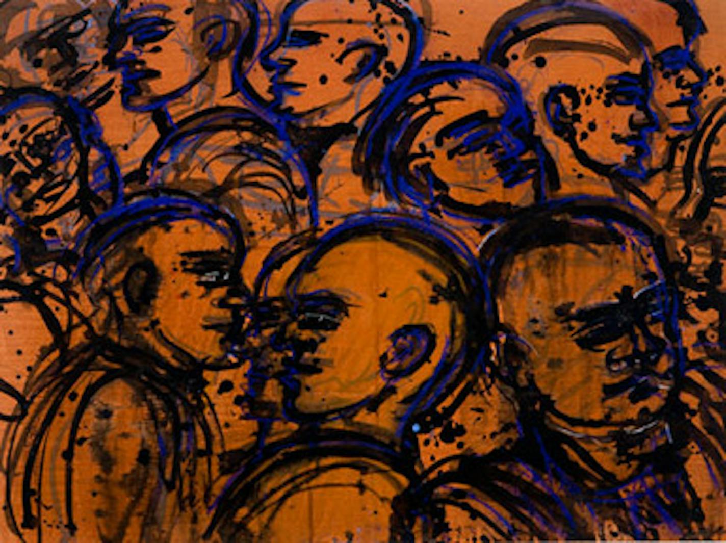 "Crowd" by Lester Johnson, 1970.