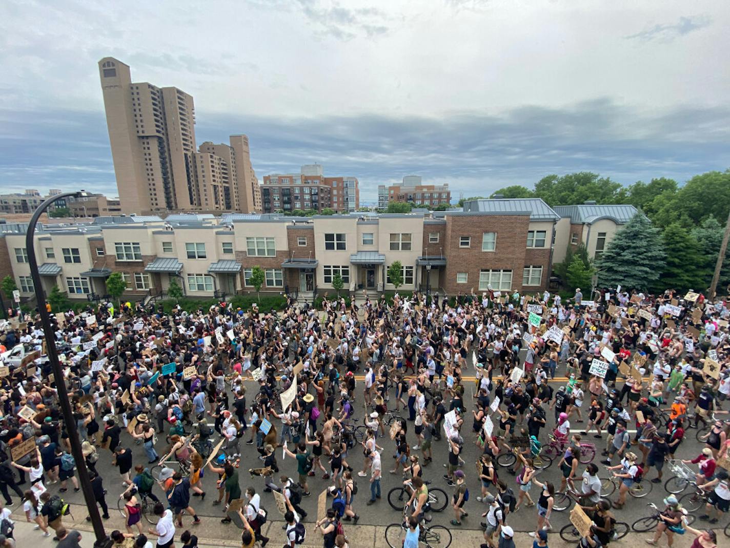 A large crowd marched the streets of Minneapolis Saturday during the "DefundMPD March" sponsored by a group called Black Visions.