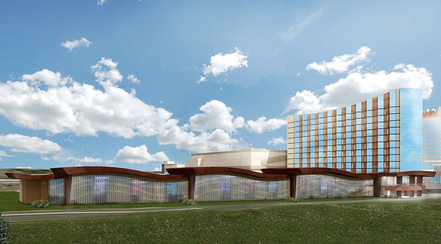 An artist's rendering shows an addition for new hotel accommodations at Mystic Lake Casino in Shakopee.