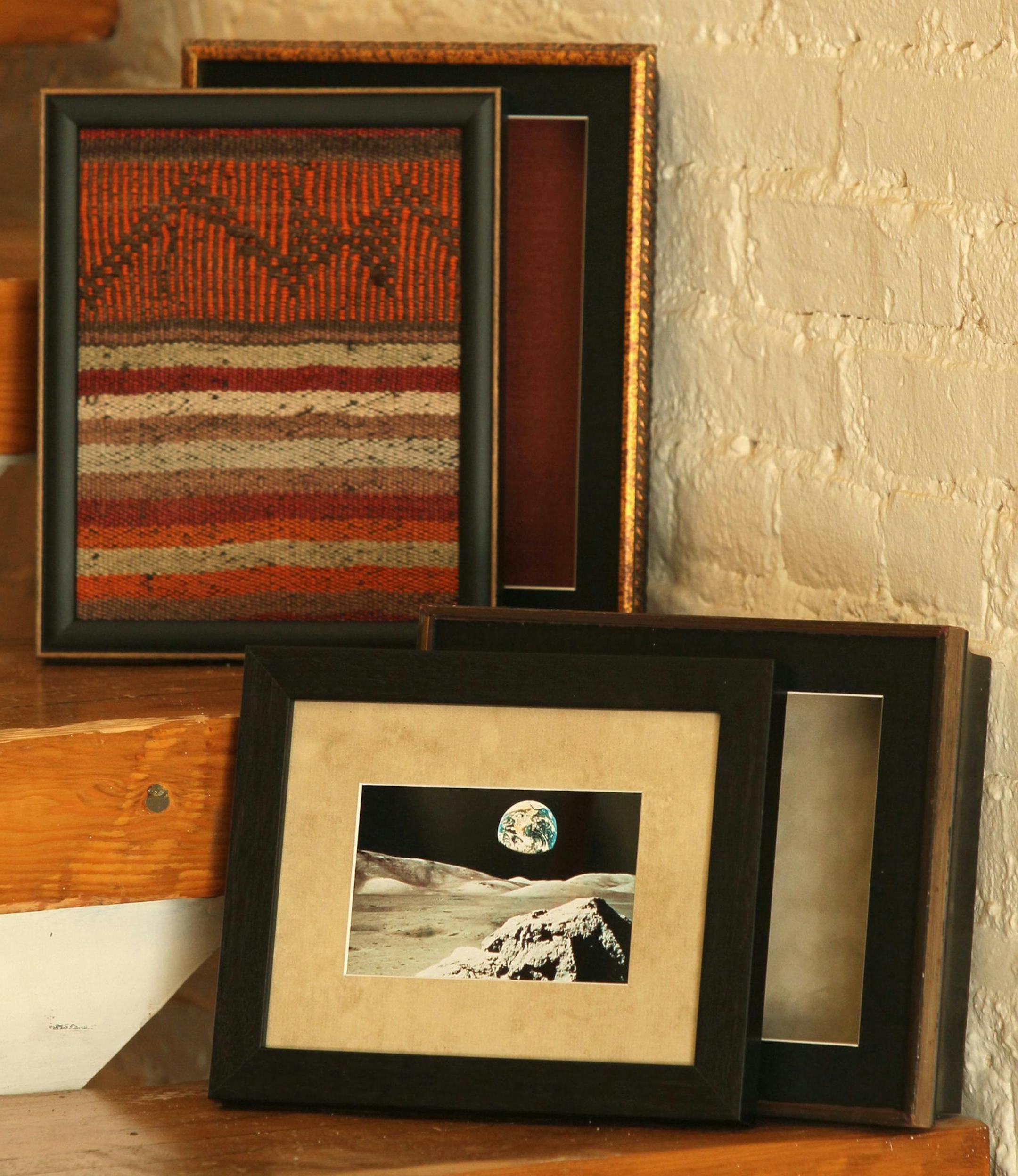 Two examples, created at Hazel Tree Interiors, on designing Keepsake boxes using frames at Hazel Tree in Akron, Ohio, on Oct. 25, 2013. (Ed Suba Jr./Akron Beacon Journal/MCT)