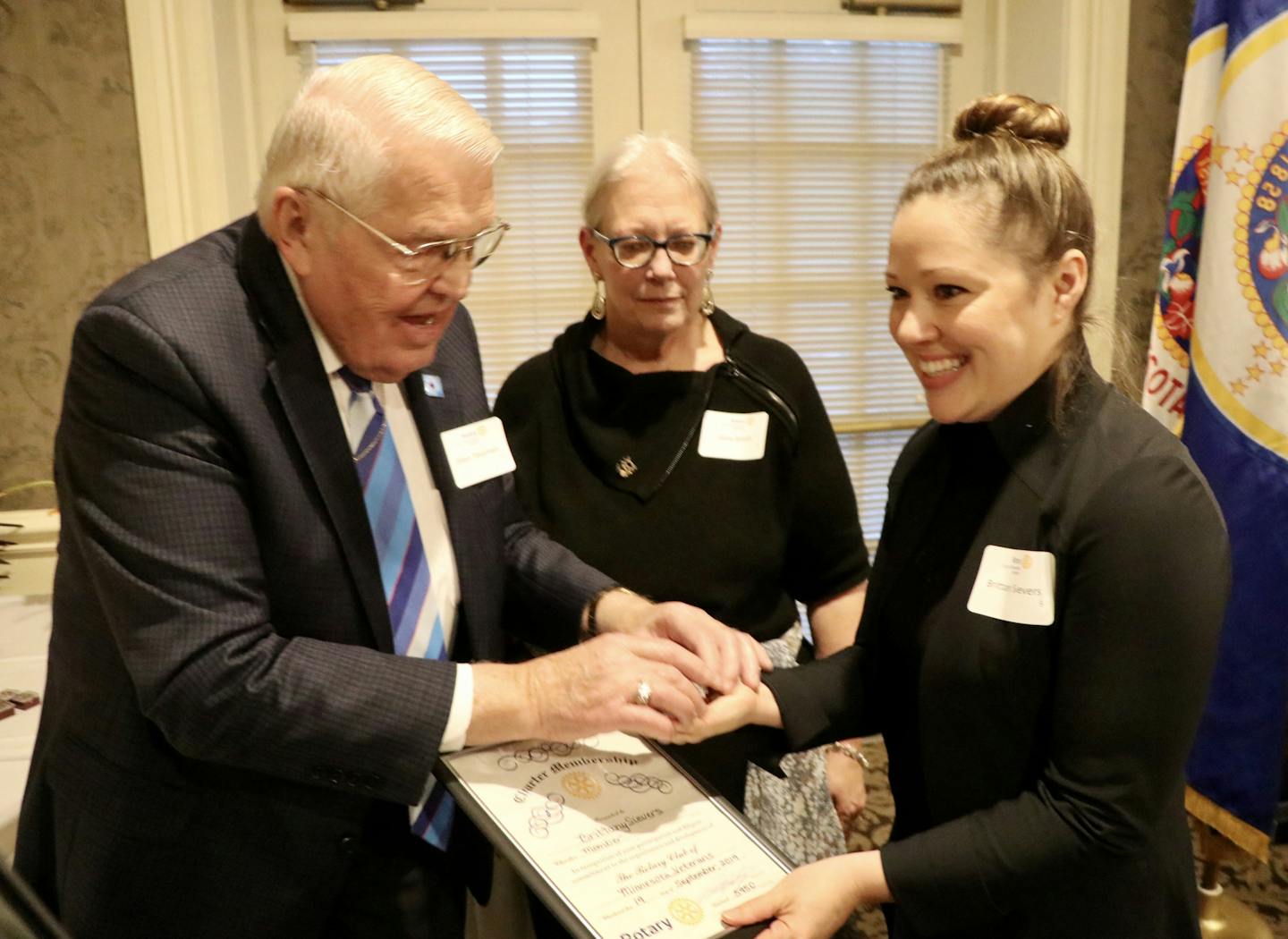 Brittany Ritchie Sievers receiving her Charter Member Certificate. Provided