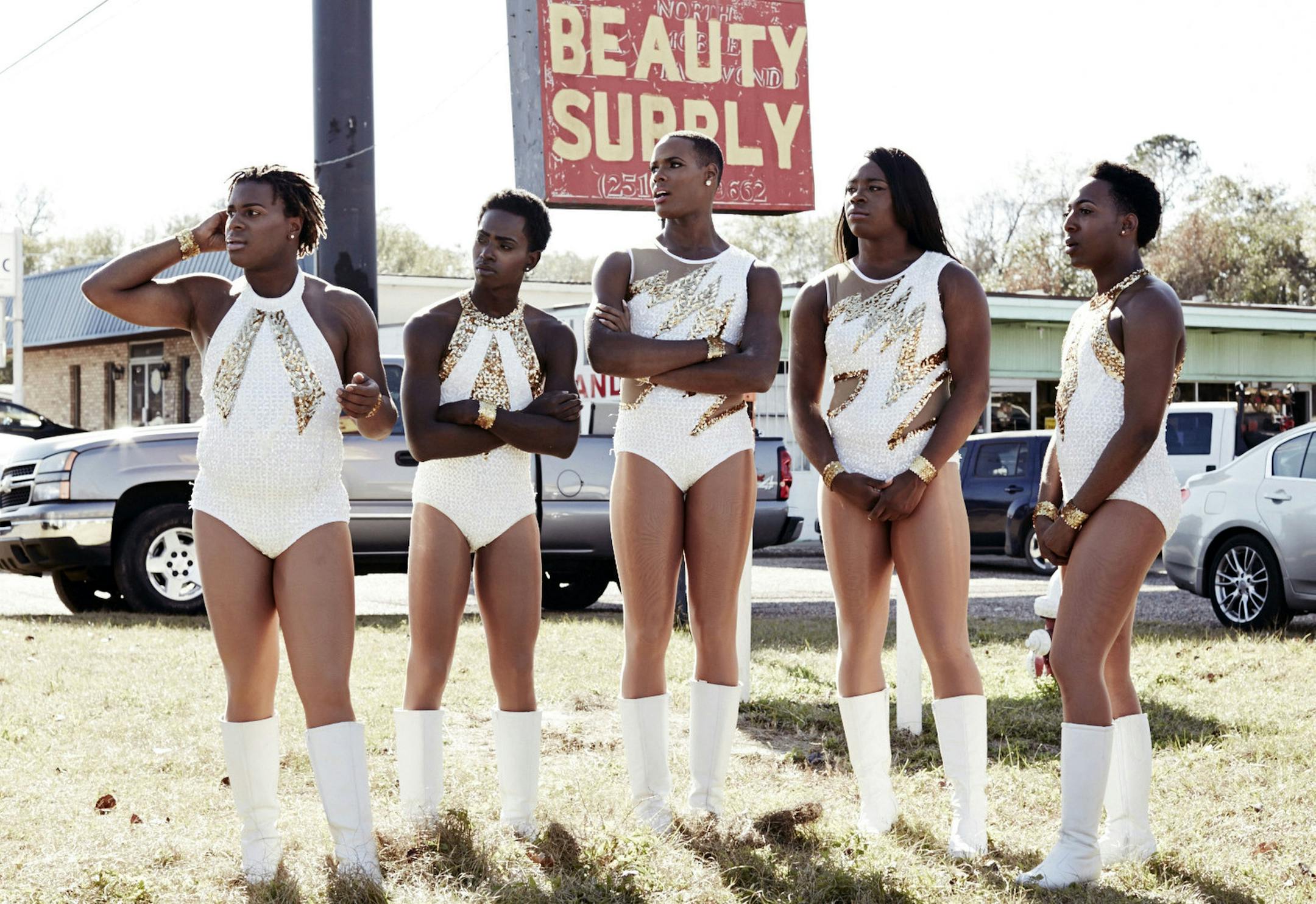 PRANCING ELITES PROJECT -- Episode 101 -- Pictured: (l-r) Kentrell Collins, Kareem Davis, Adrian Clemons, Tim Smith, Jerel Maddox -- (Photo by: Maxwell Mason/Oxygen) ORG XMIT: Season: 1