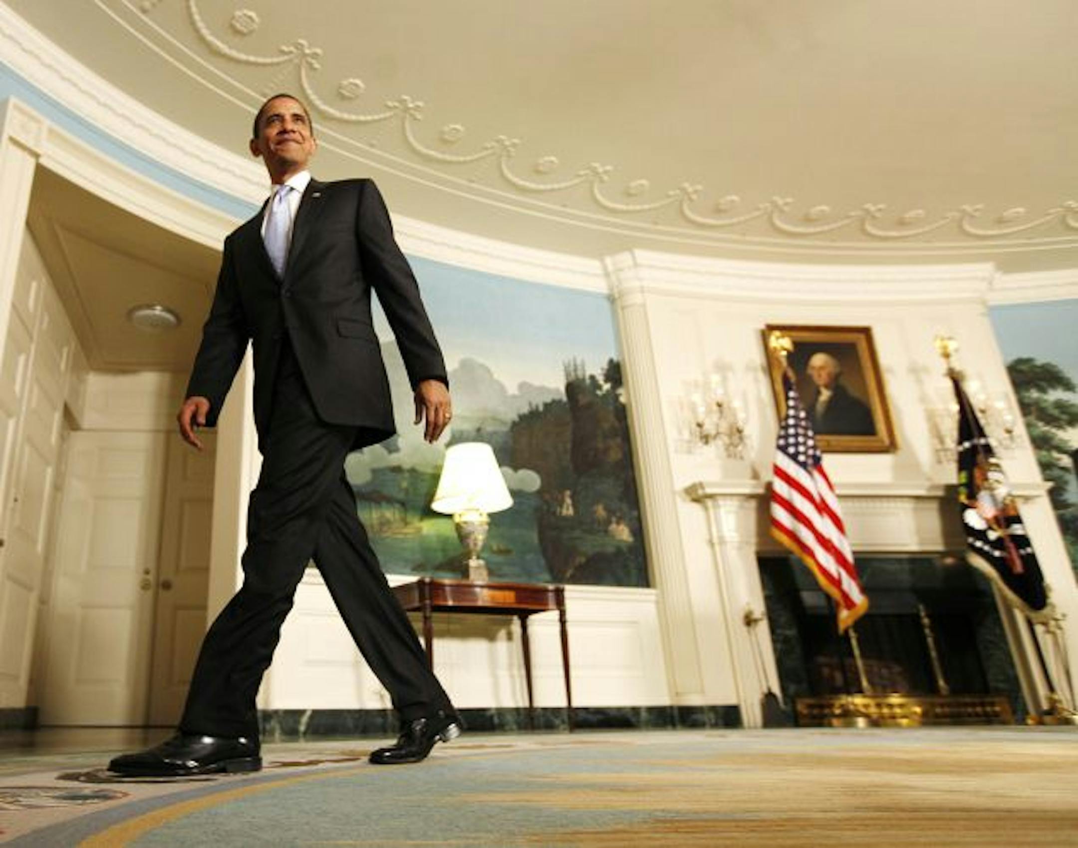 President Barack Obama in the Diplomatic Reception Room of the White House.