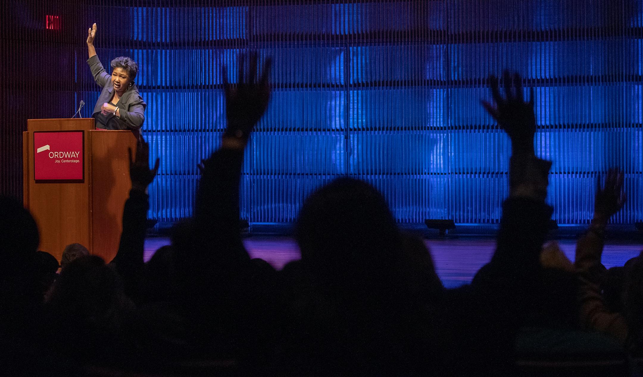 Dr. Mae C. Jemison, the first woman of color in the world to travel to space, addressed the audience during the Martin Luther King, Jr. Holiday "Women of Color in STEM" celebration at the Ordway Theatre, Monday, January 21, 2019 in St. Paul, MN.