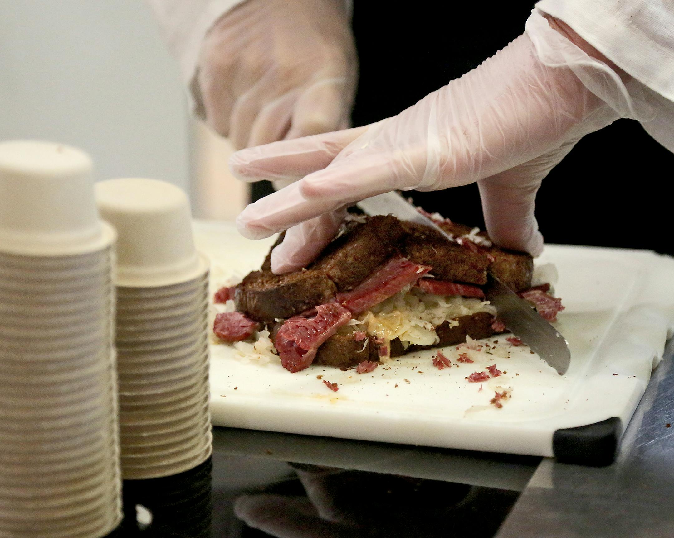 Reubens were sliced into small samples at Lunds & Byerlys in Plymouth. A playful first-person piece in which Kevyn Burger works a shift handing out Lund's/Byerly's supermarket samples to customers who are eating their way through the store.**Kevyn Burger ,cq