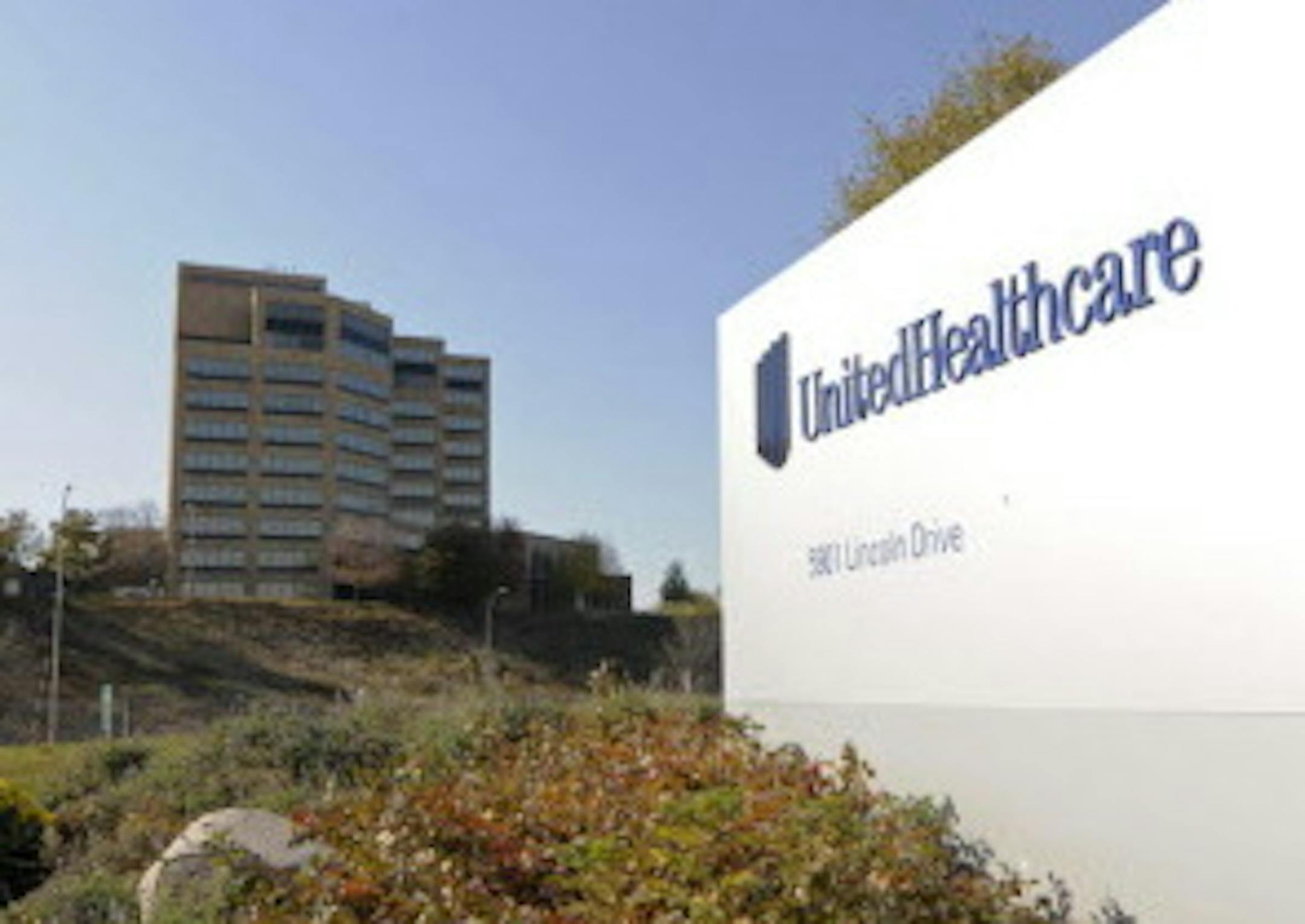 This Tuesday, Oct. 16, 2012, photo, shows a portion of The UnitedHealth Group Inc.'s campus in Minnetonka.