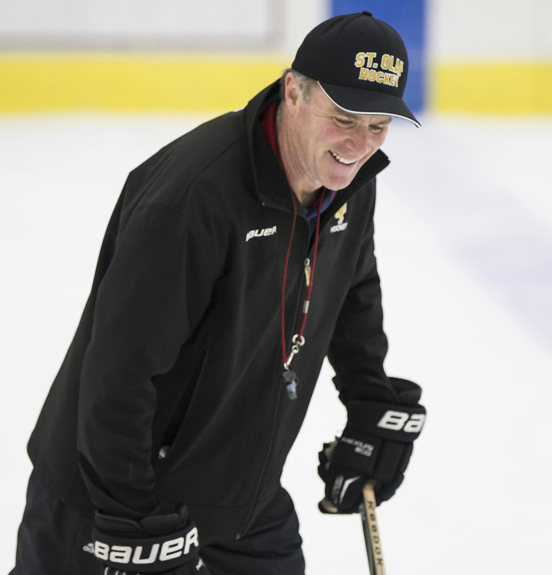 St. Olaf College head hockey coach Mike Eaves during practice on Thursday, November 10, 2016, in Northfield, Minn. Mike Eaves is a former coach at University of Wisconsin. ] RENEE JONES SCHNEIDER &#xef; renee.jones@startribune.com