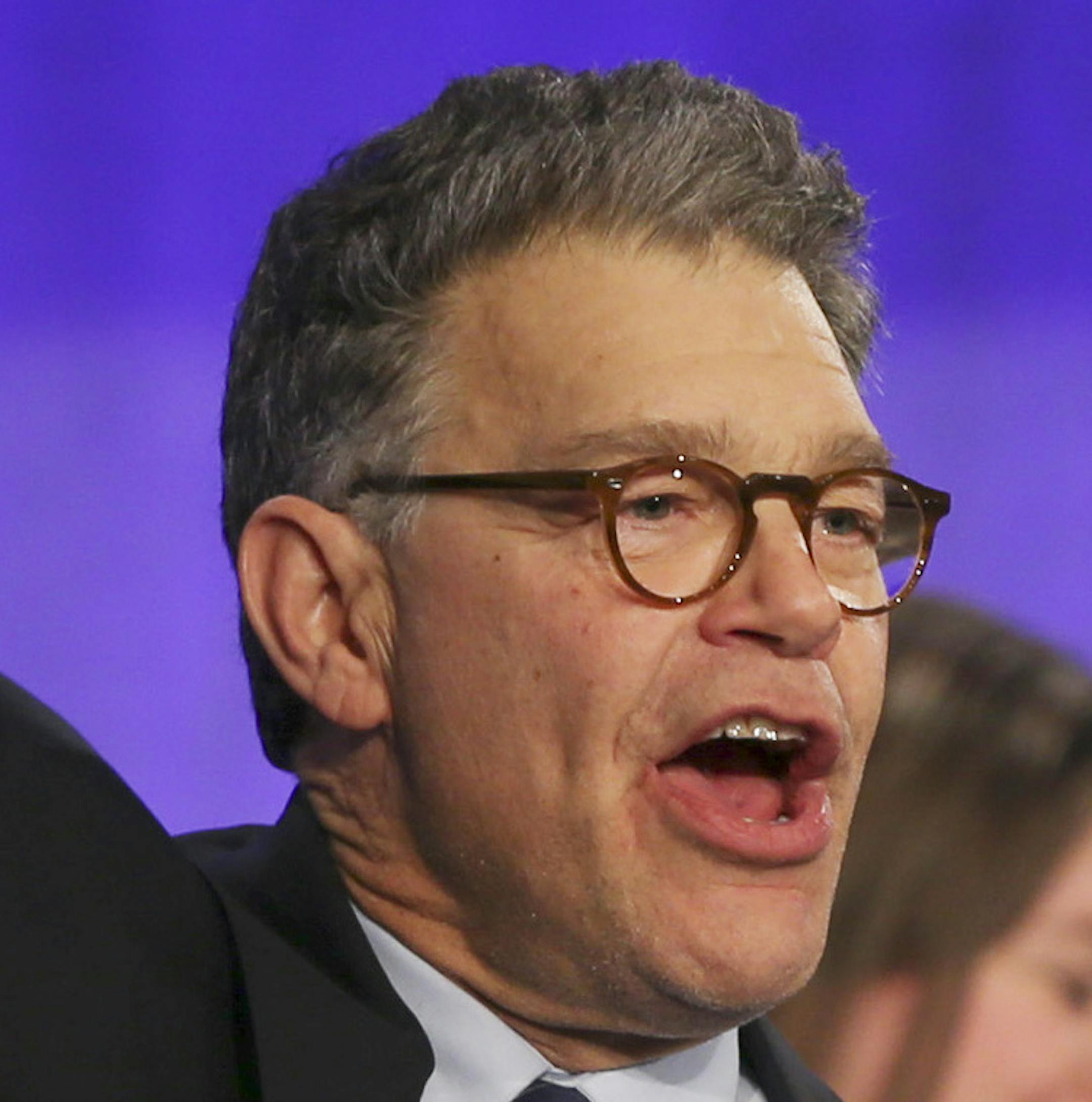 Sen. Al Franken, D-Minn. cheers after addressing his supporters at an election night party after winning his Senate race against Republican Mike McFadden, Tuesday, Nov. 4, 2014, in Minneapolis. (AP Photo/The Star Tribune, Jeff Wheeler)