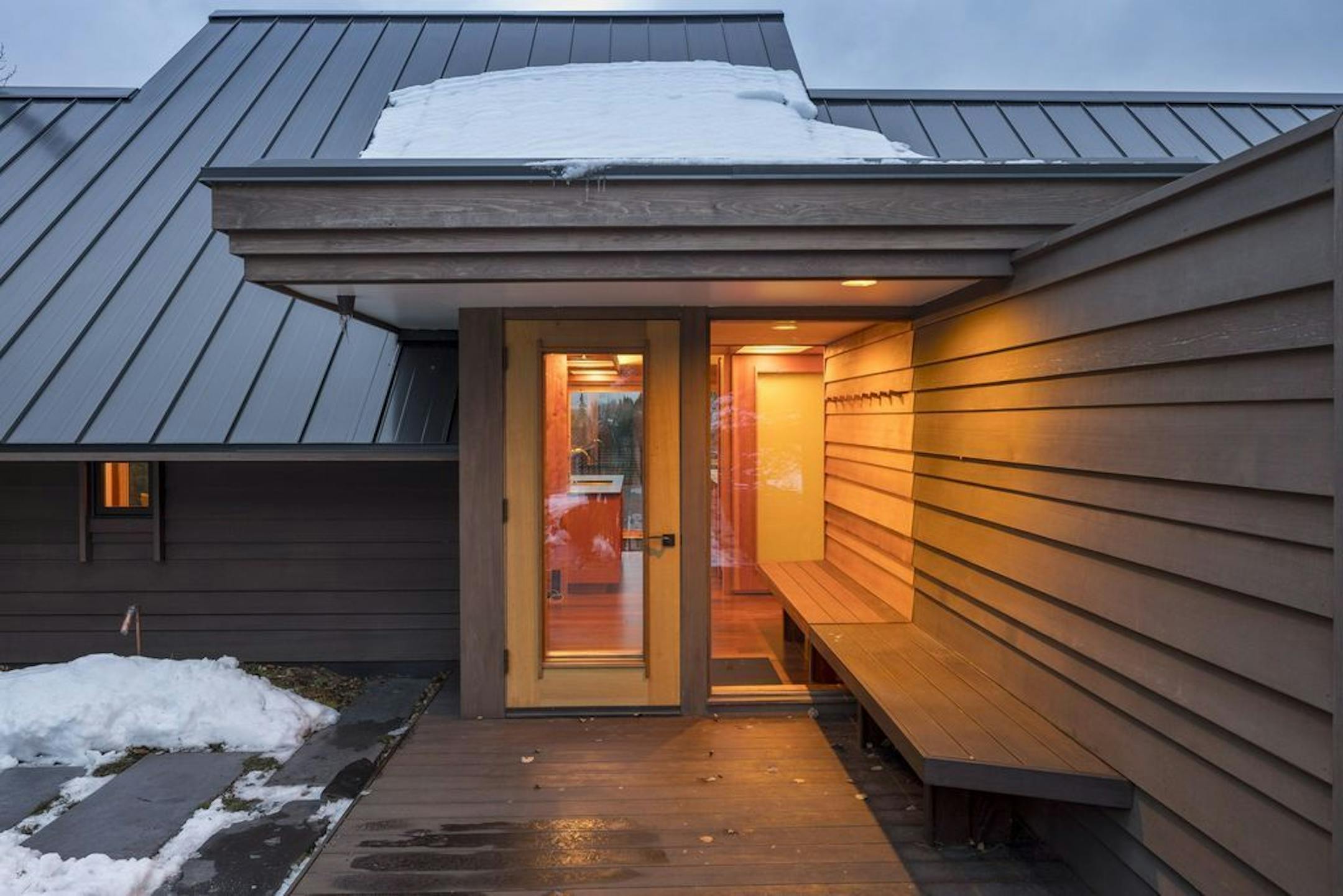 The sheltered front entry.