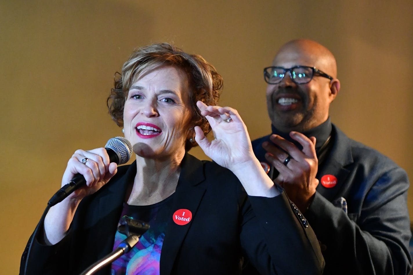 Mayor Betsy Hodges spoke to her campaign volunteers on election night at Gandhi Mahal restaurant in Minneapolis. GLEN STUBBE glen.stubbe@startribune.com