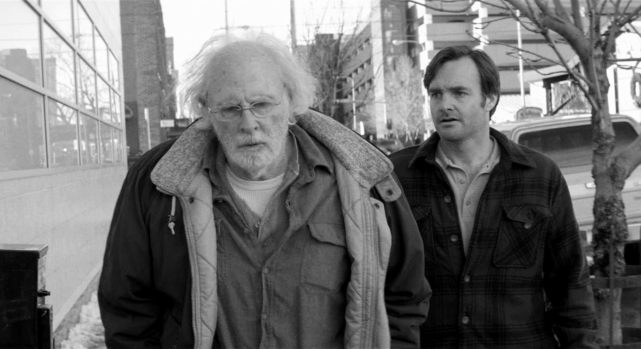 This image released by Paramount Pictures shows Bruce Dern as Woody Grant, left, and Will Forte as David Grant in a scene from the film "Nebraska." The movie is nominated for an Oscar for best motion picture of the year, along with five other nominations, including Dern for performance by an actor in a leading role. This year's best picture race at the 86th Academy Awards on Sunday, March 2, 2014, has shaped up to be one of the most unpredictable in years. (AP Photo/Paramount Pictures, file)