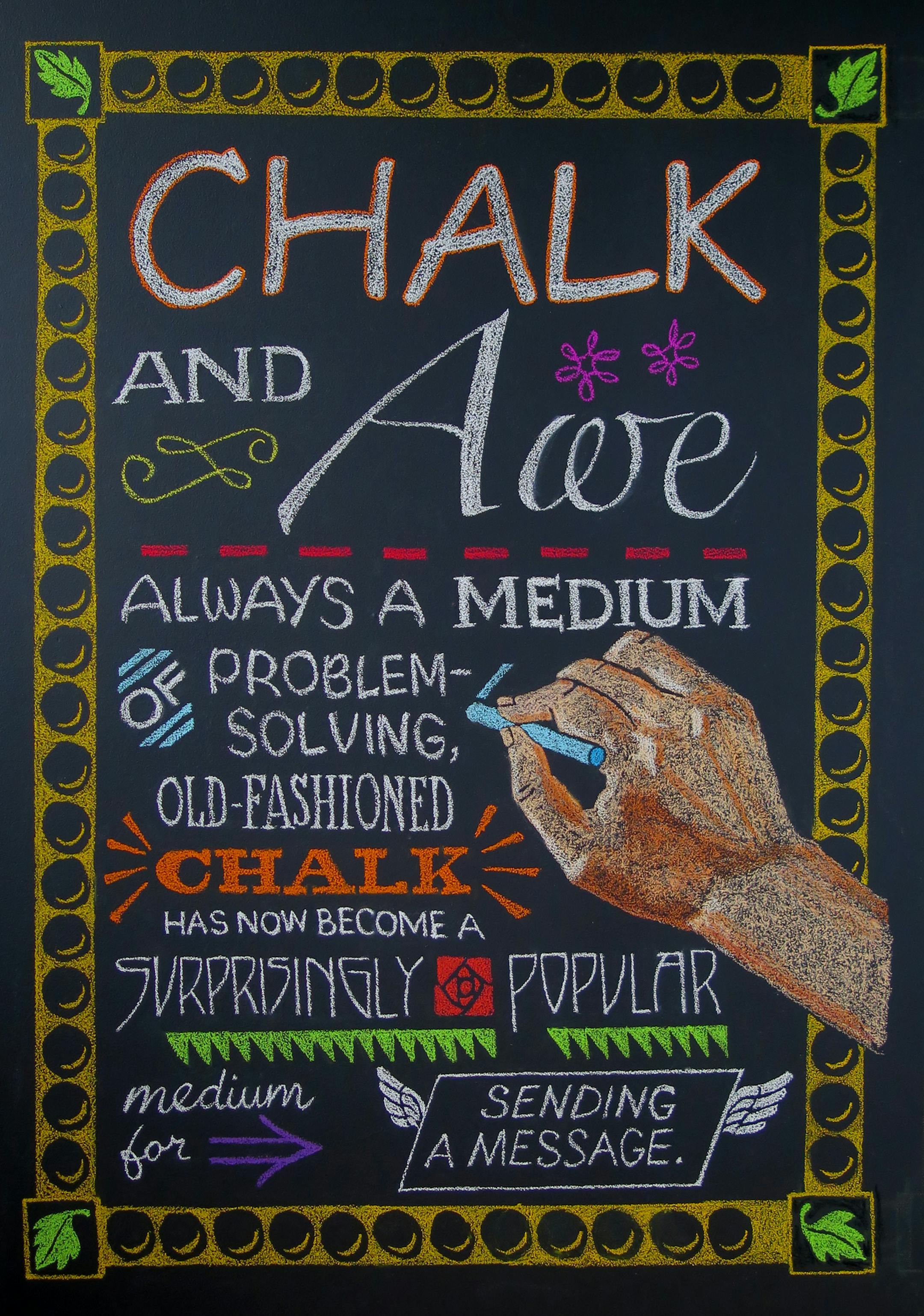 Chalkboard artwork by Jane Friedmann -copy work by tom Sweeney, star tribune staff - illustration for Variety ' chalk' essay