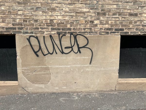 A Duluth man who is suspected of scrawling "plunger" on dozens of surfaces around the city has been charged with felony-level damage to property.