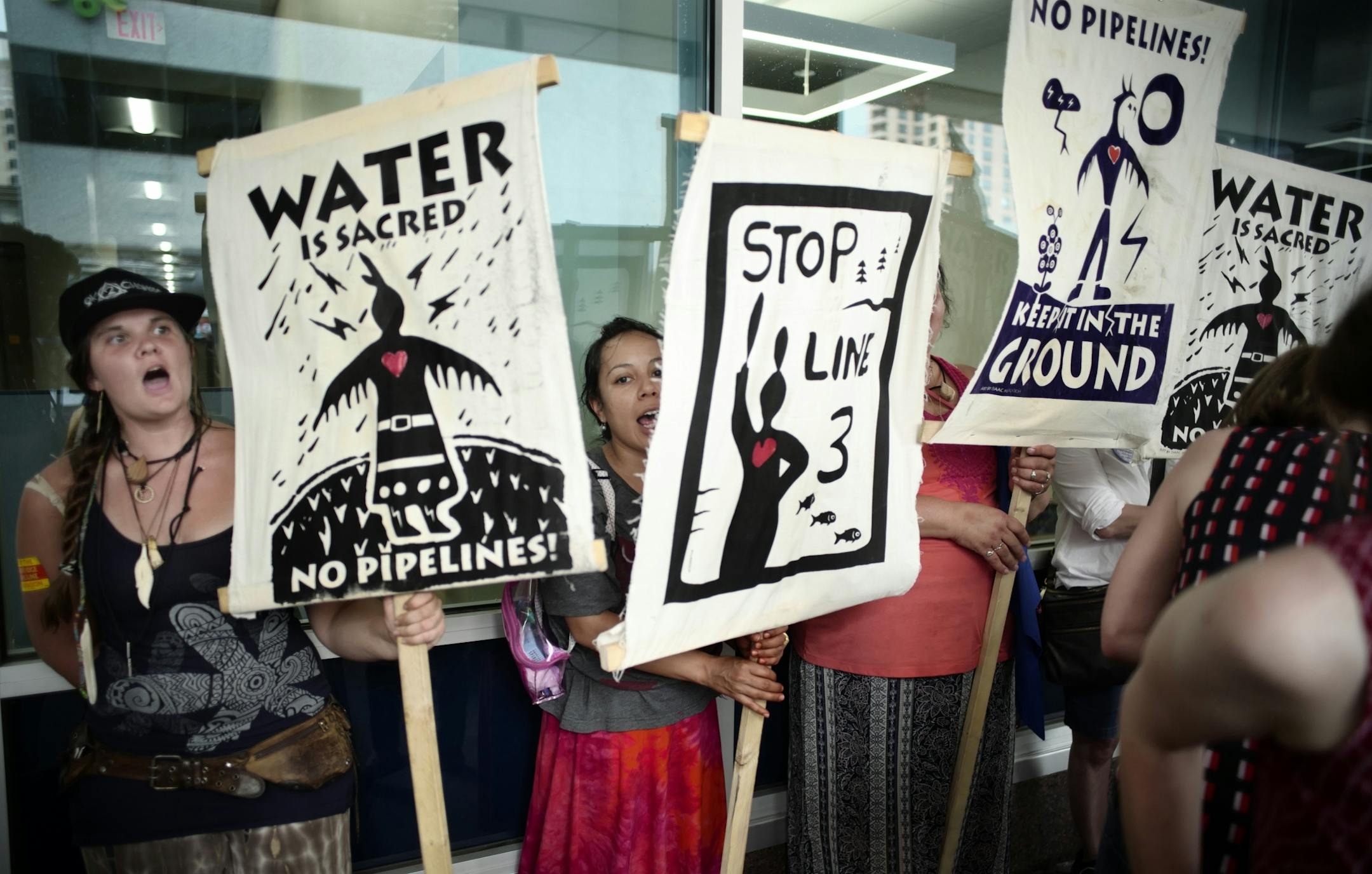 Activists expressed their displeasure at the Line 3 decision.
