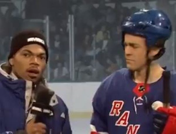 Chance the Rapper and Alex Moffat as Minnesota hockey product Brady Skjei.