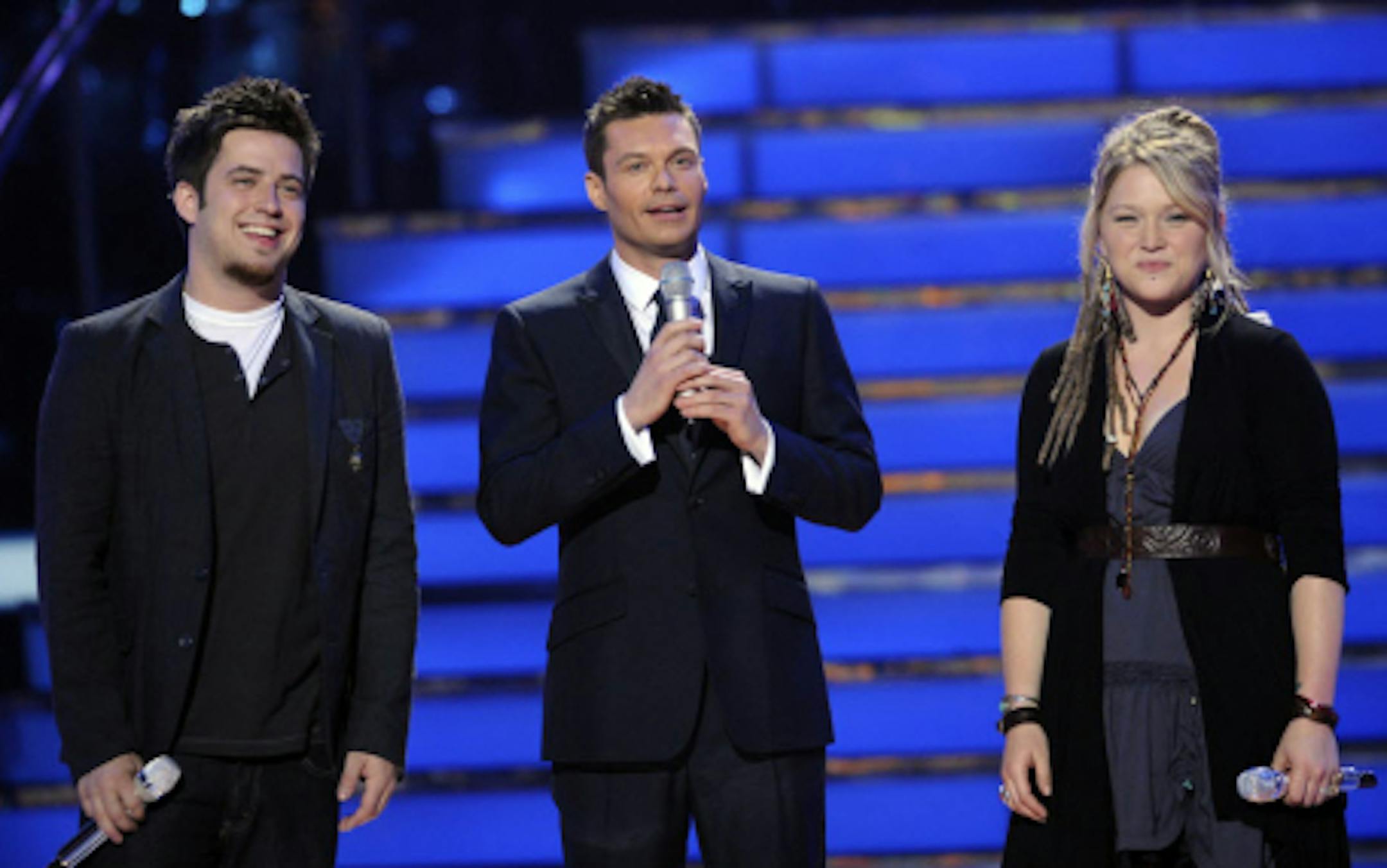 Lee DeWyze, Ryan Seacrest and Crystal Bowersox Photo: AP
