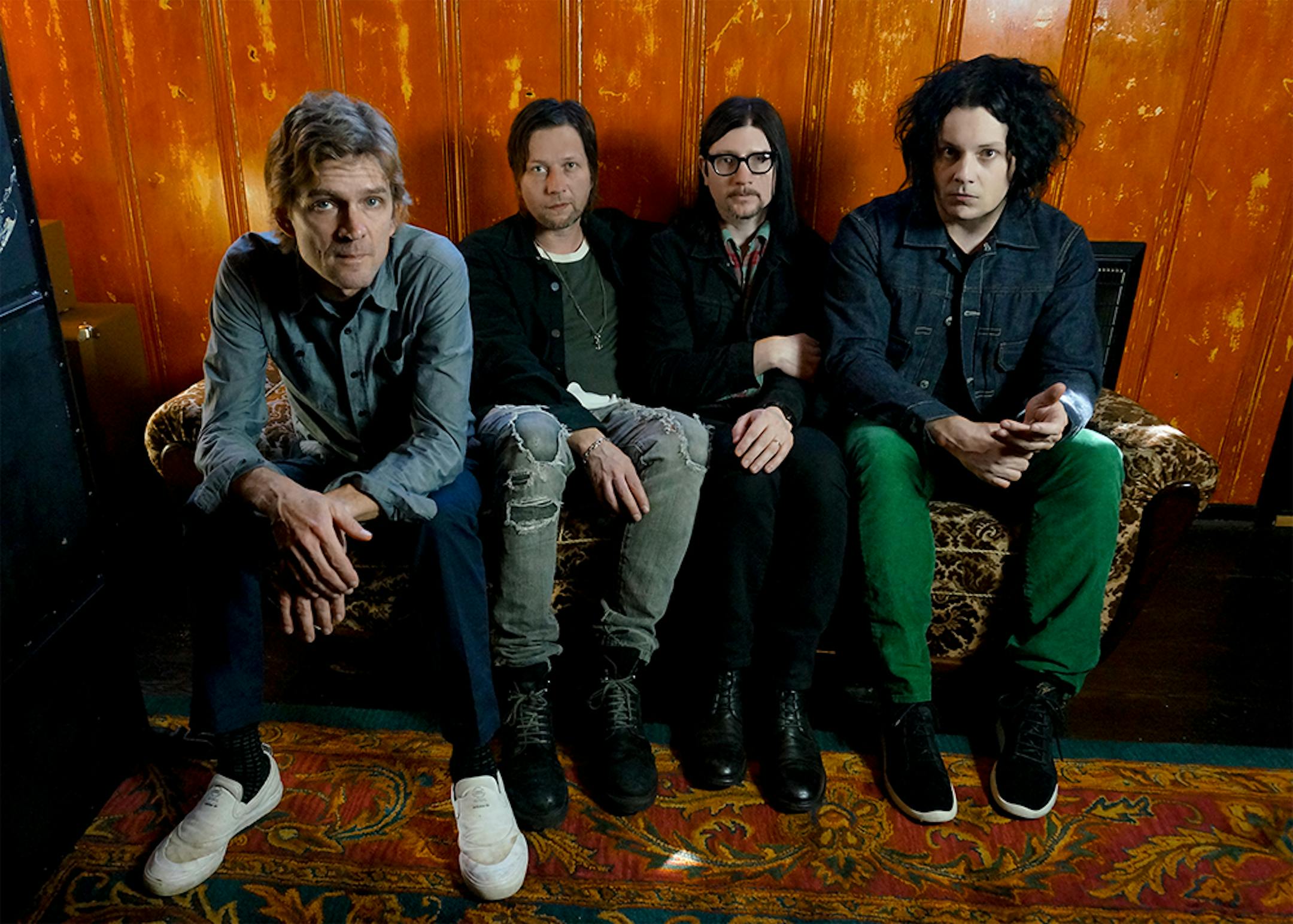 The Raconteurs (L-R): Brendan Benson, Patrick Keeler, Jack Lawrence, Jack White.