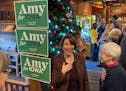 Sen. Amy Klobuchar talked to a voter on Friday at Miller's Landing in Humboldt, Iowa. The visit wrapped up her 99-county tour.