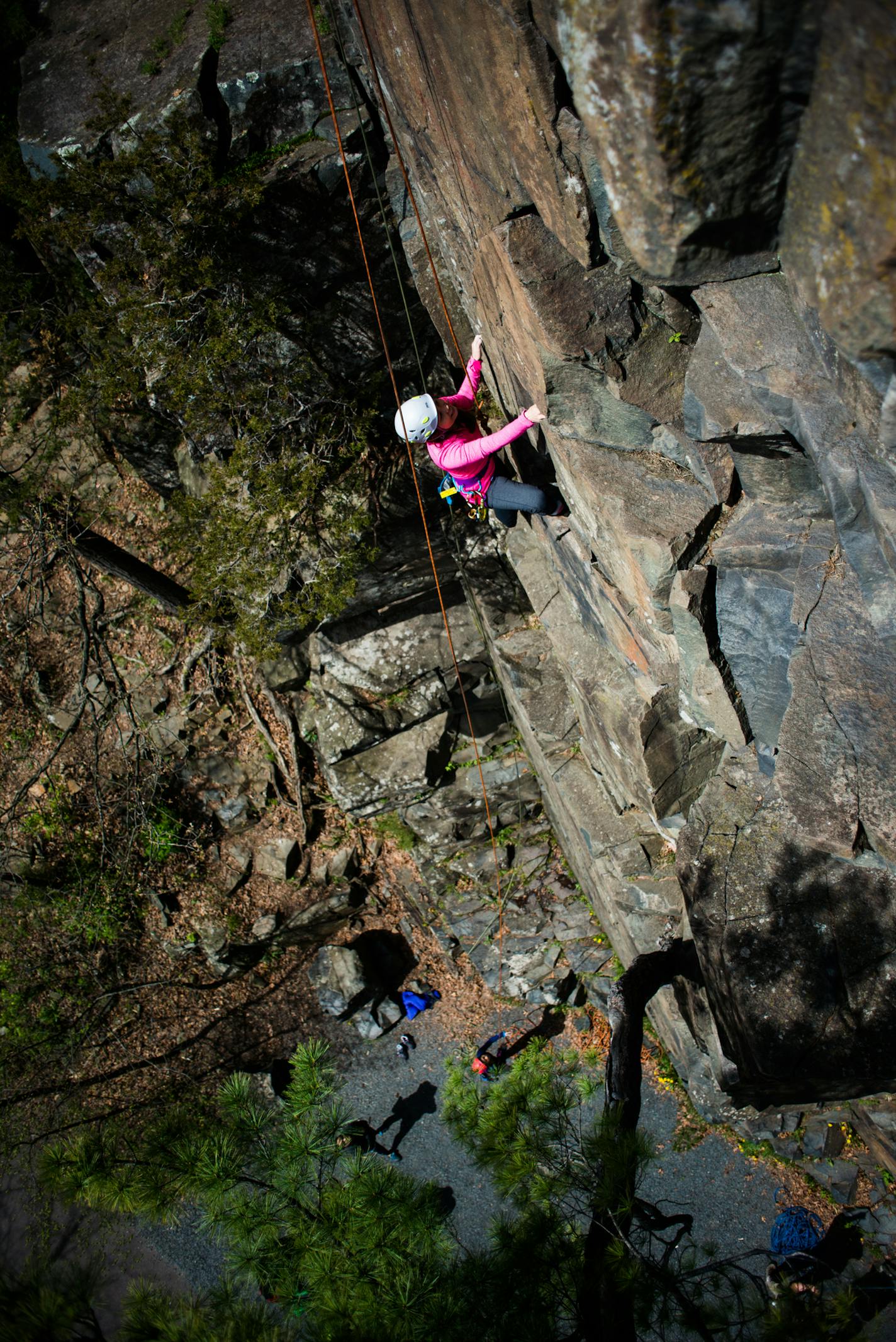 Amanda Jordan of St. Paul climbed a route on Tourist Rocks at Interstate State Park