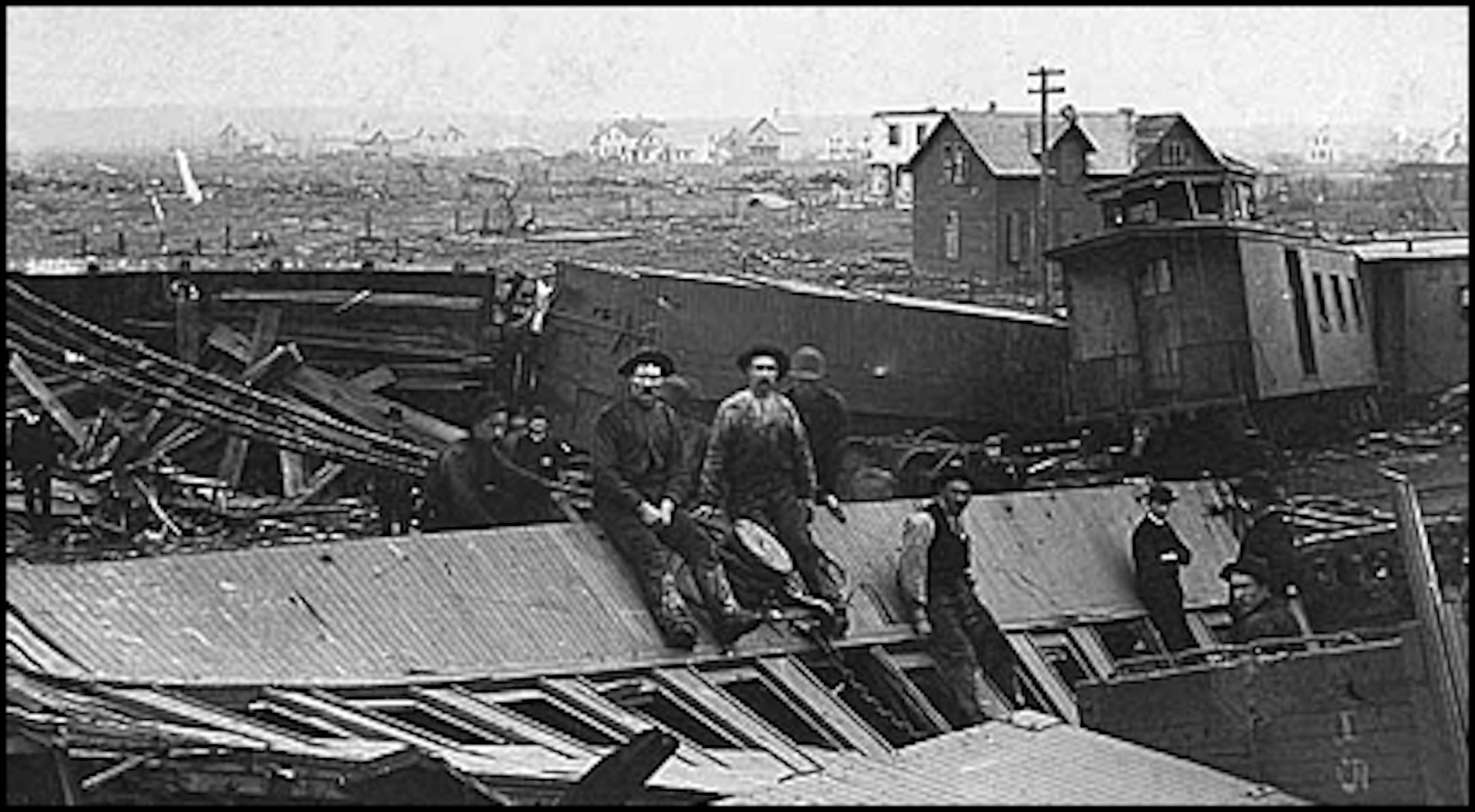Ruins at railroad yard, St. Cloud. Photographer: Brown & Riley Photograph Collection 4/14/1886 Location no. QC2.51a r116 http://collections.mnhs.org/visualresources/image.cfm?imageid=120507&Page=1&Digital=Yes&EndDate=1886&Keywords=Cloud&StartDate=1886&SearchType=Basic