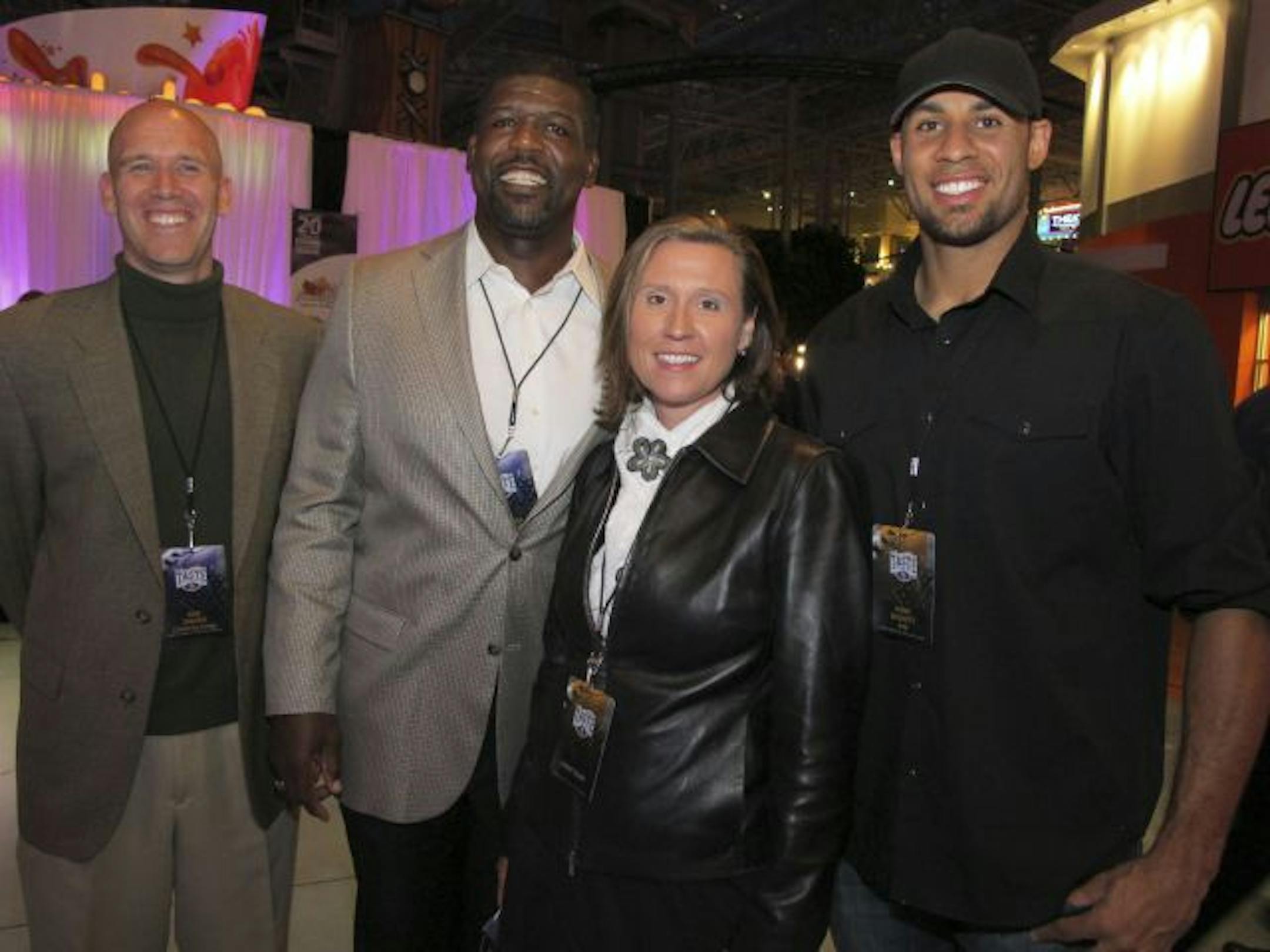 Rob Zeaske, Randall McDaniel, Joan Wadkins, and Hank Baskett.