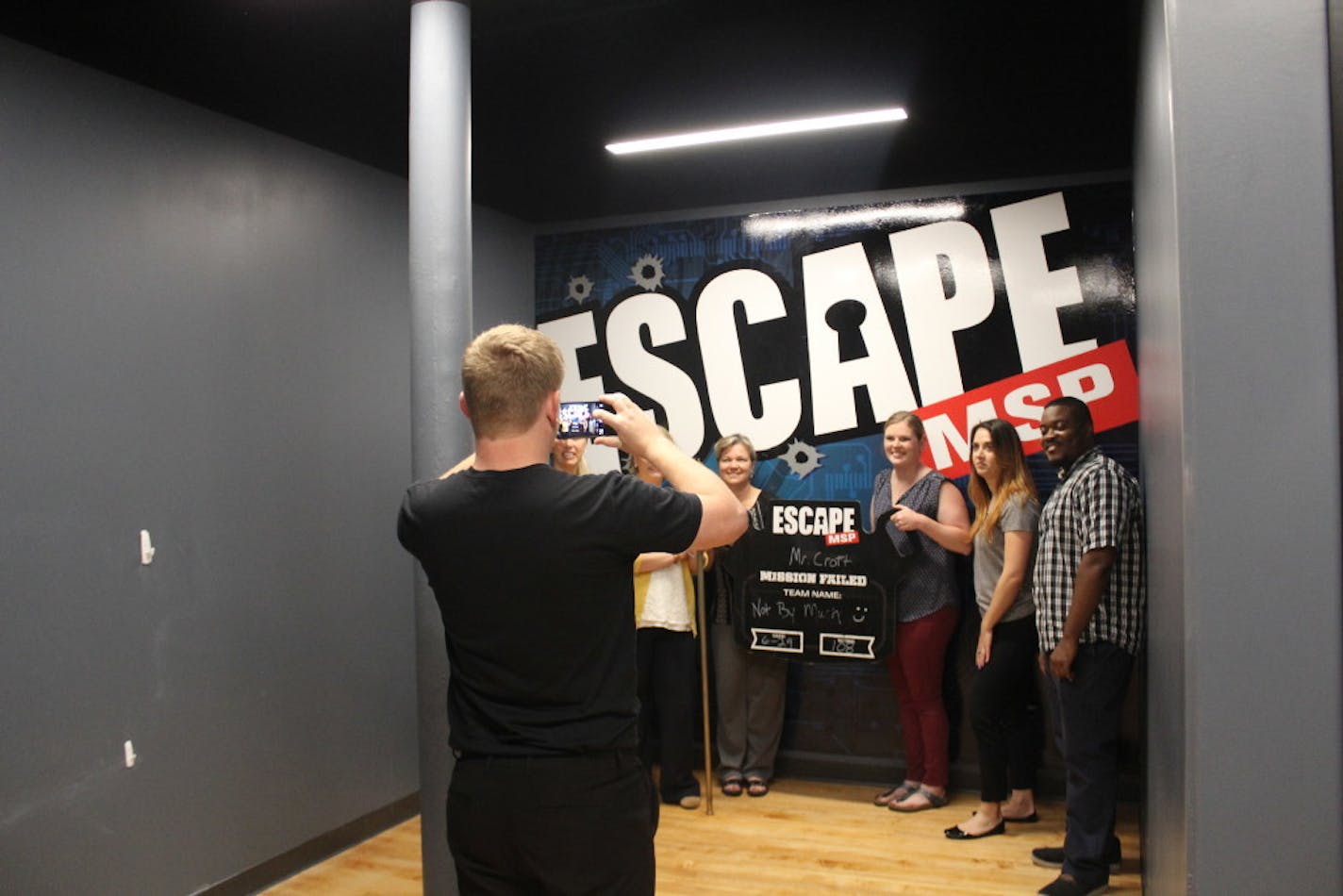 Mission producer Evan Flolid took a photo of a group of employees from the University of Minnesota Medical Center at Escape MSP in St. Paul. The group did not solve the mystery.